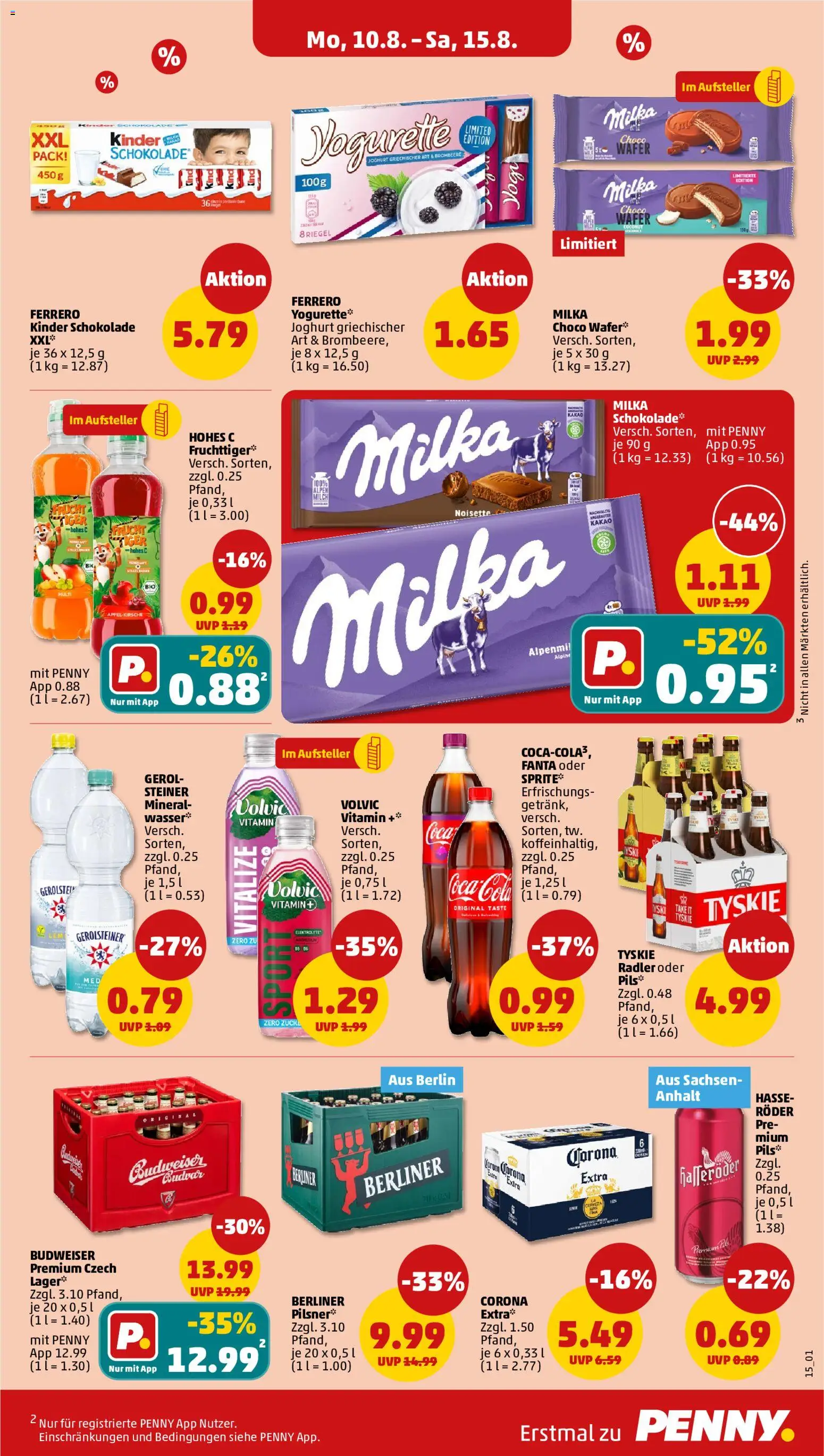 Penny Prospekt – gültig ab 10.08.2026 | Seite: 17 | Produkte: Kinder schokolade, Tyskie, Sprite, Volvic