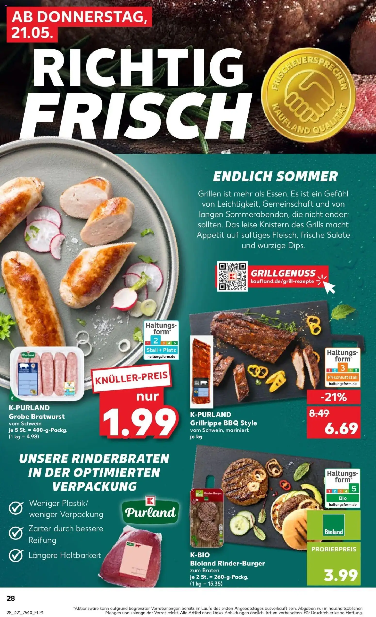 Kaufland Prospekt Dessau-Roßlau – gültig ab 18.05.2026 | Seite: 33 | Produkte: Rinderbraten, Bratwurst, Burger