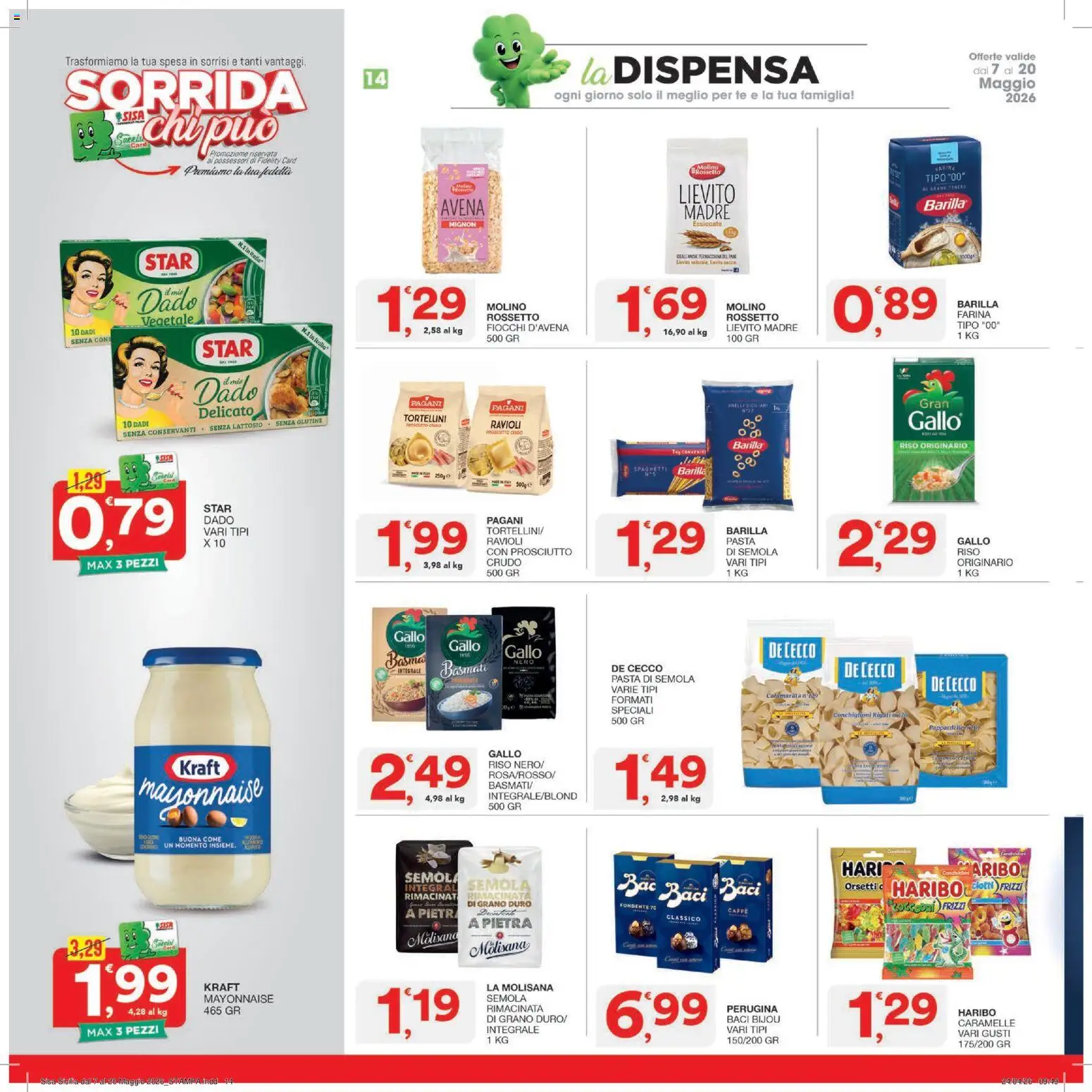 Volantino SISA del 07.05.2026 | Pagina: 14 | Prodotti: Caffè, Caramelle, Farina, Ravioli