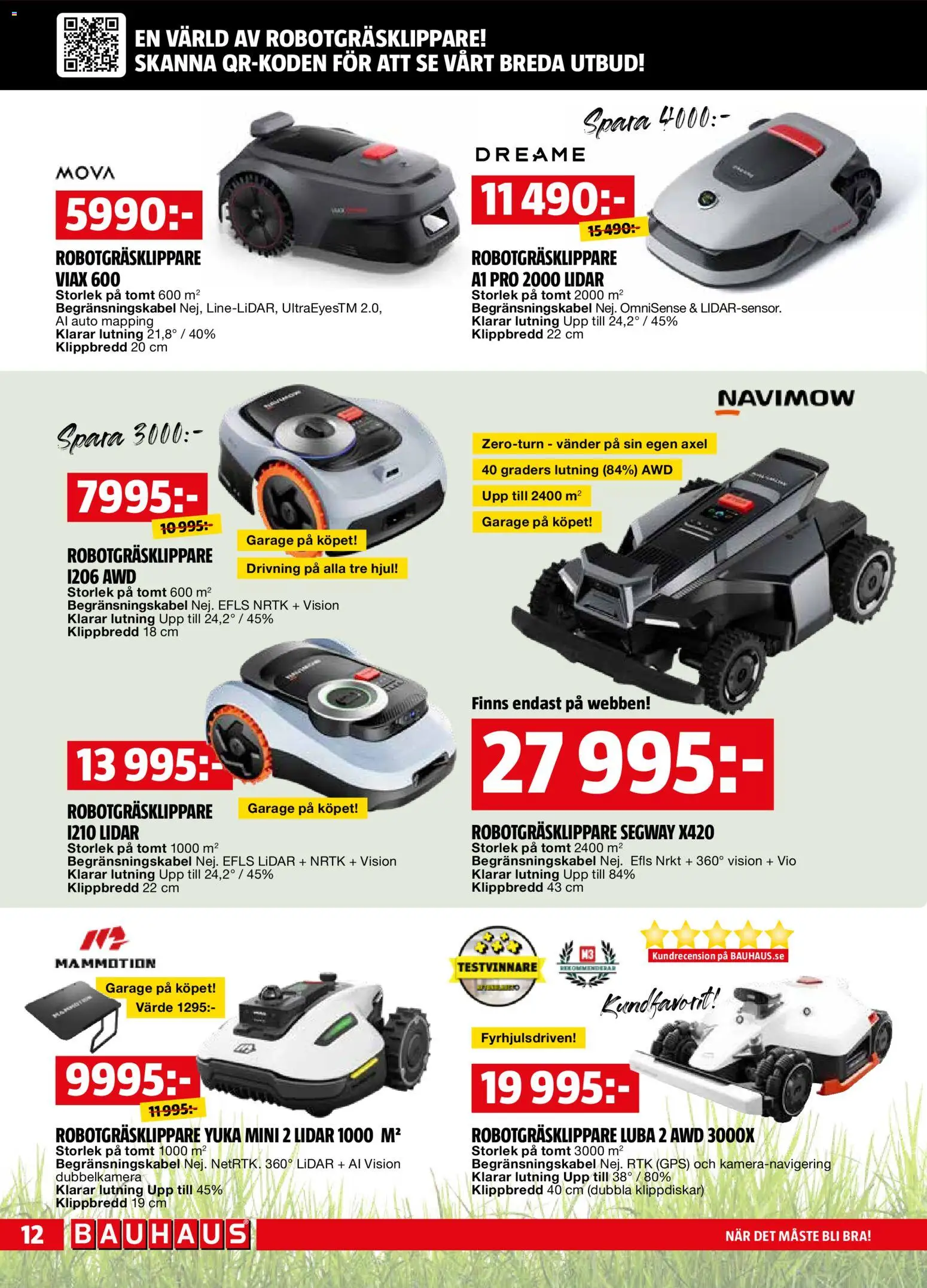 Bauhaus reklamblad aktuell från 01.06.2026 | Sida: 12 | Produkter: Robotgräsklippare