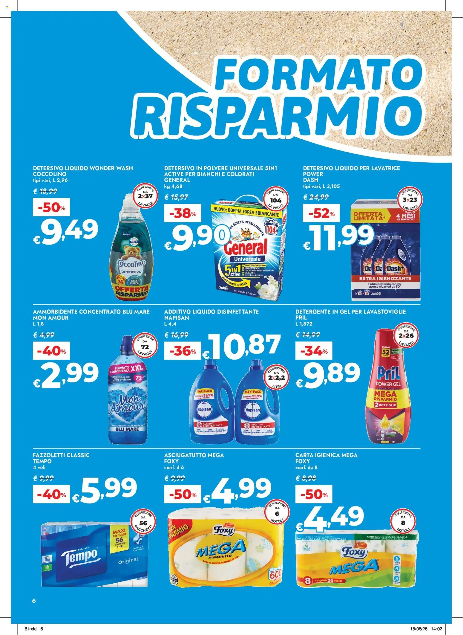 Volantino bennet del 02/07/2026 | Pagina: 6 | Prodotti: Carta igienica, Detergente, Lavatrice, Profumo