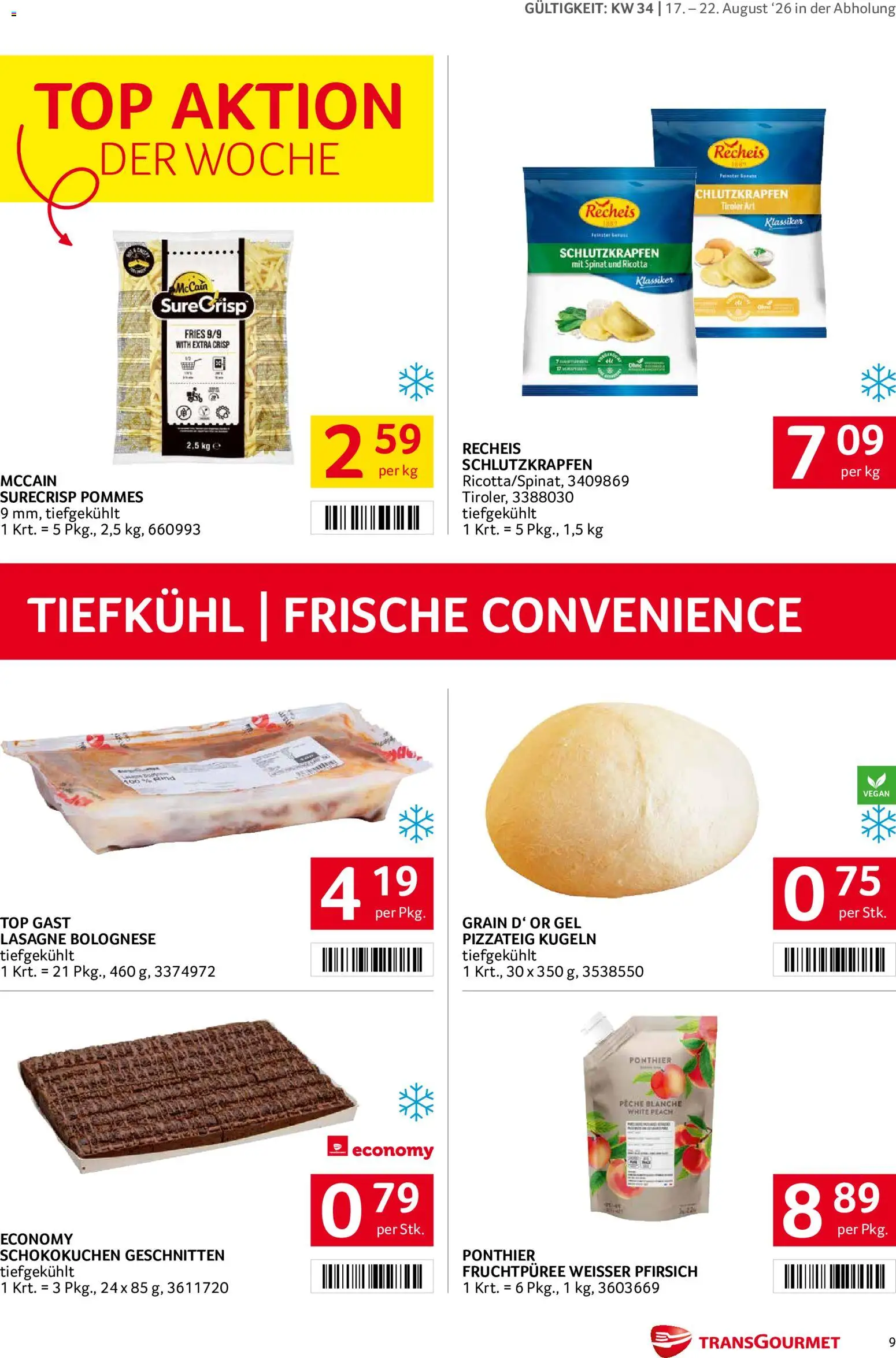 Transgourmet Flugblatt gültig ab 17.08.2026 | Seite: 9 | Produkte: Pfirsich