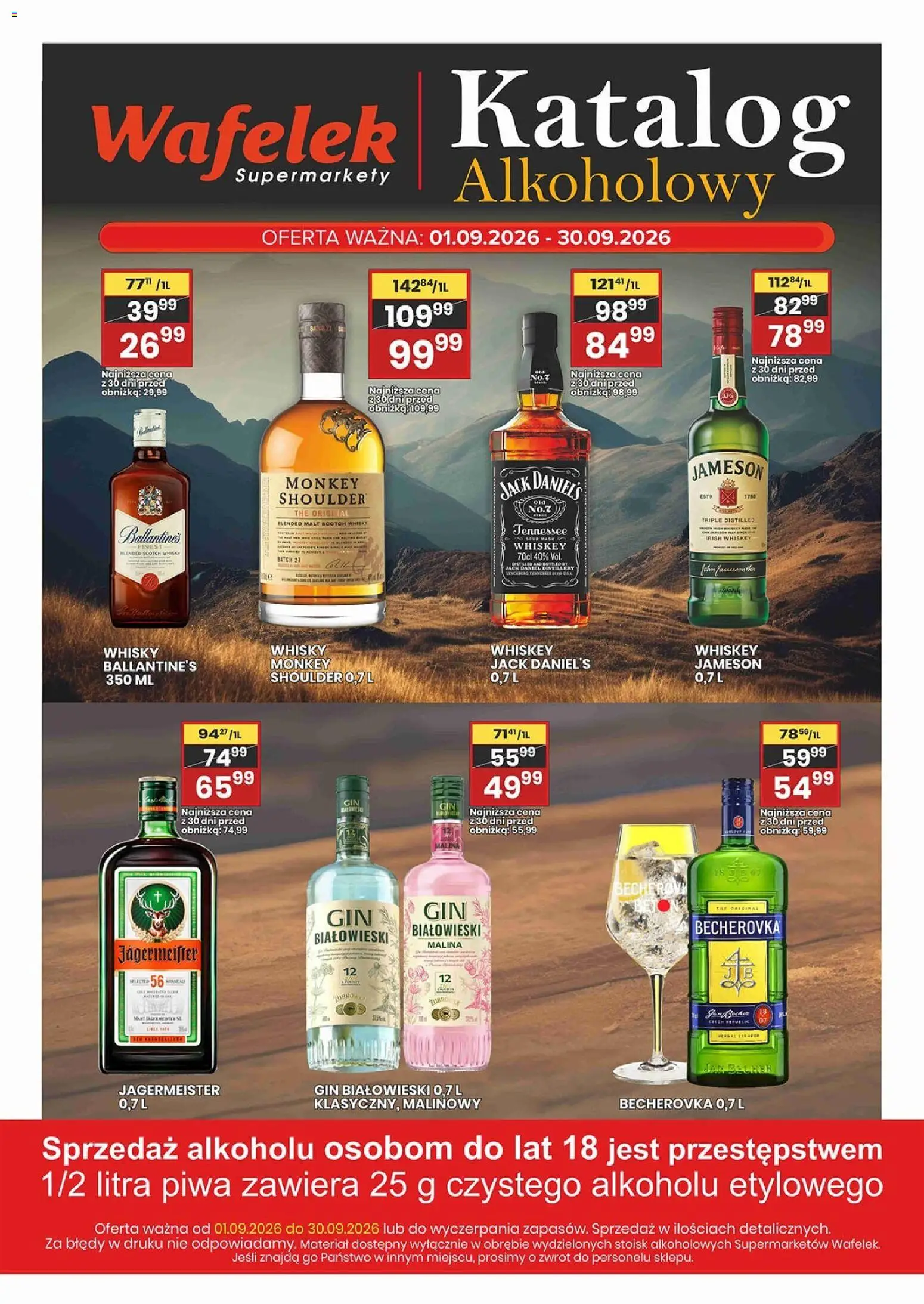 Wafelek gazetka alkoholowa od 01.09.2026 | Strona: 3 | Produkty: Jameson, Gin, Monkey shoulder, Whisky