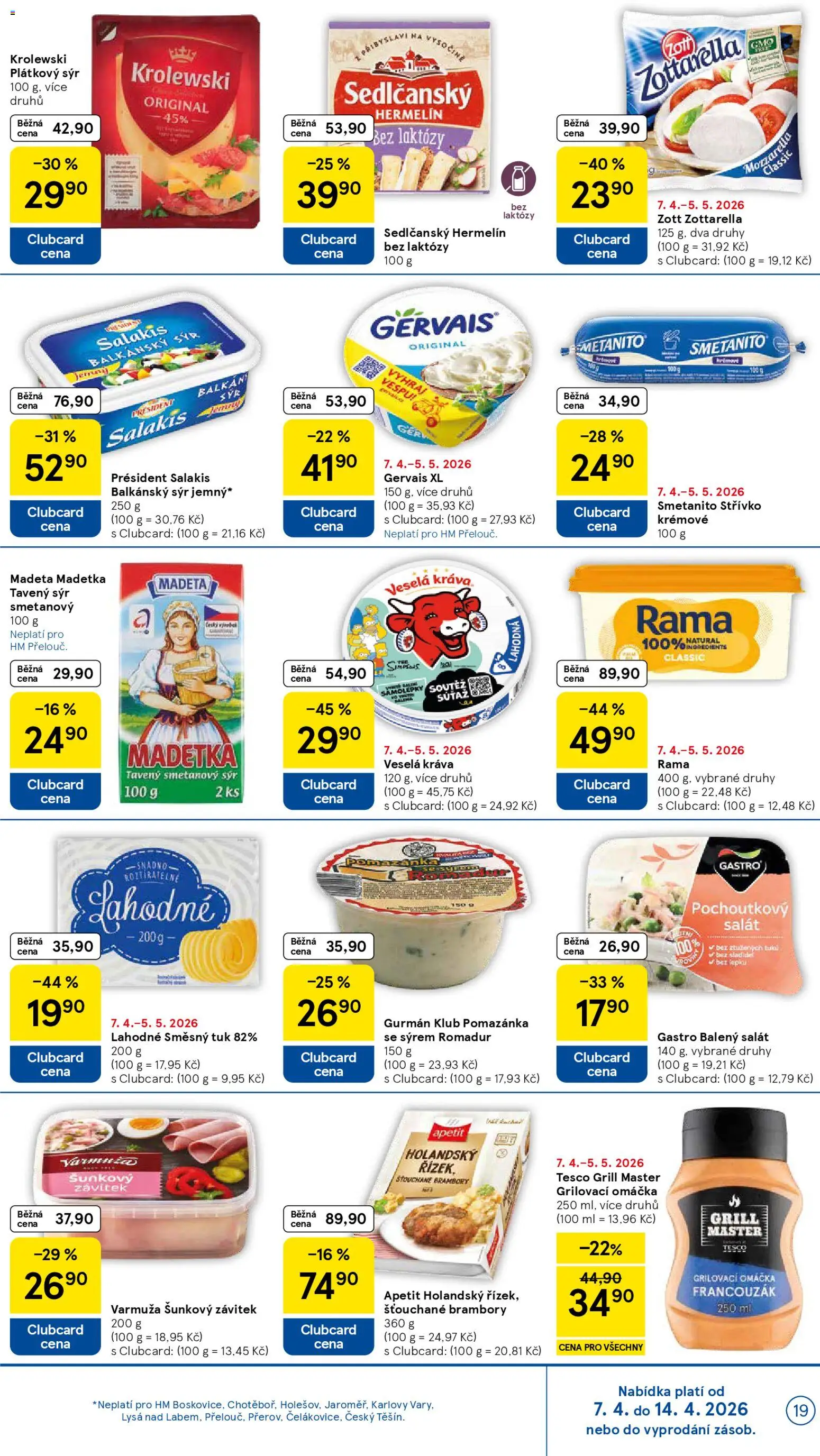 Tesco leták - Hypermarket od 07.04.2026 | Strana: 19 | Produkty: Salát, Rama, Hermelín, Brambory