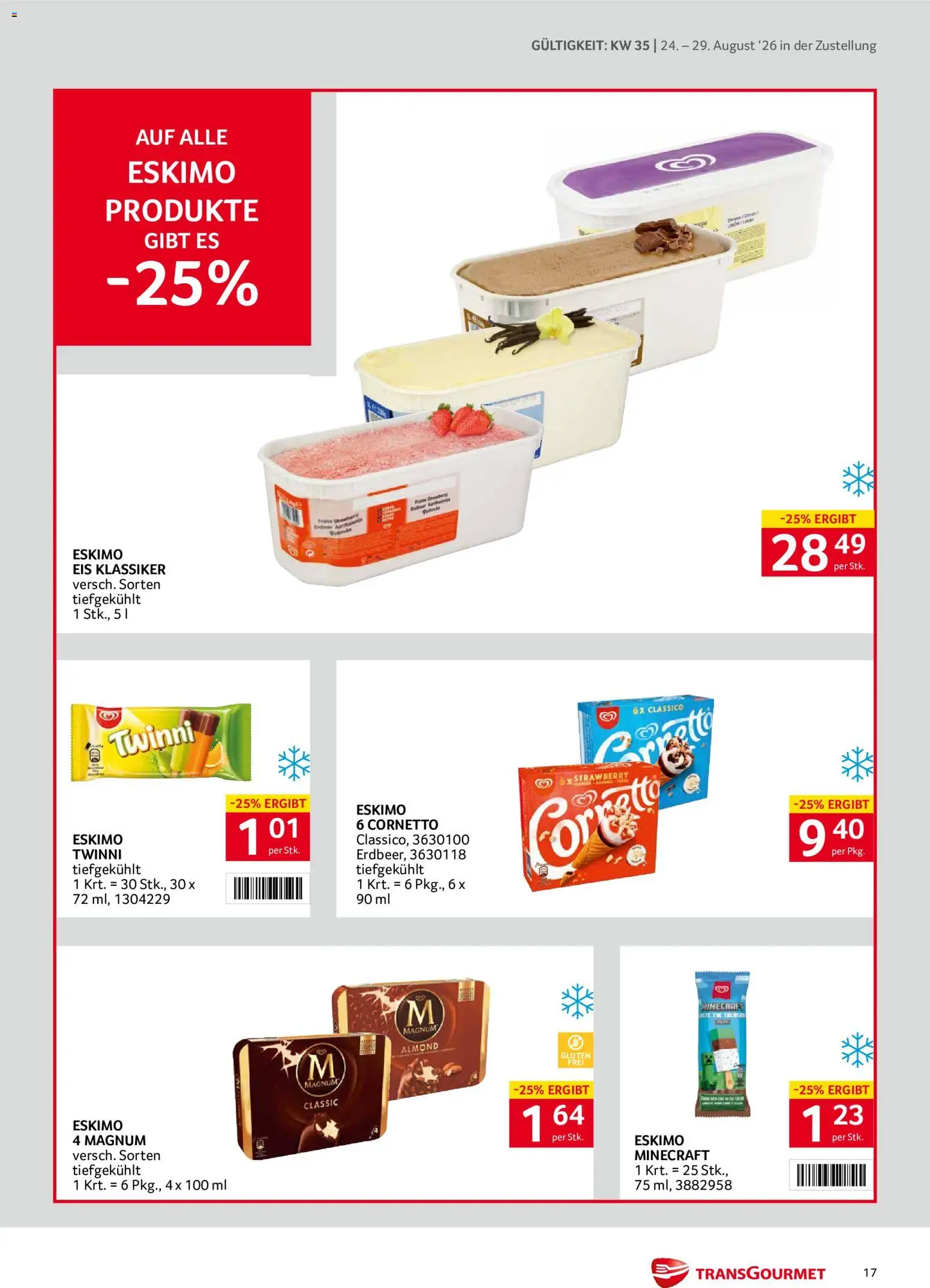 Transgourmet Zustellaktion gültig ab 24.08.2026 | Seite: 17 | Produkte: Eis