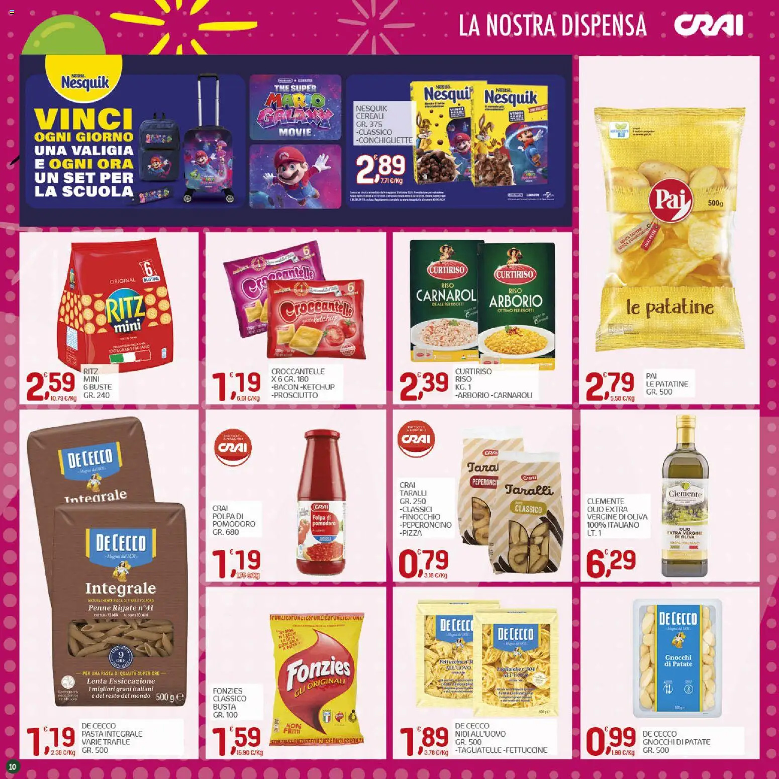 Volantino CRAI del 01/10/2026 | Pagina: 10 | Prodotti: Cereali, Pasta, Bacon, Gnocchi