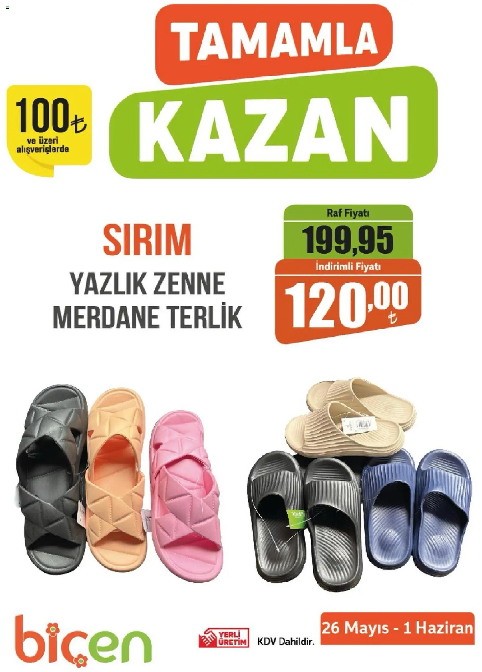 Biçen Market - Tamamla Kazan - 26.05.2026 tarihinden itibaren geçerlidir | Sayfa: 1 | Ürünler: Raf, Terlik
