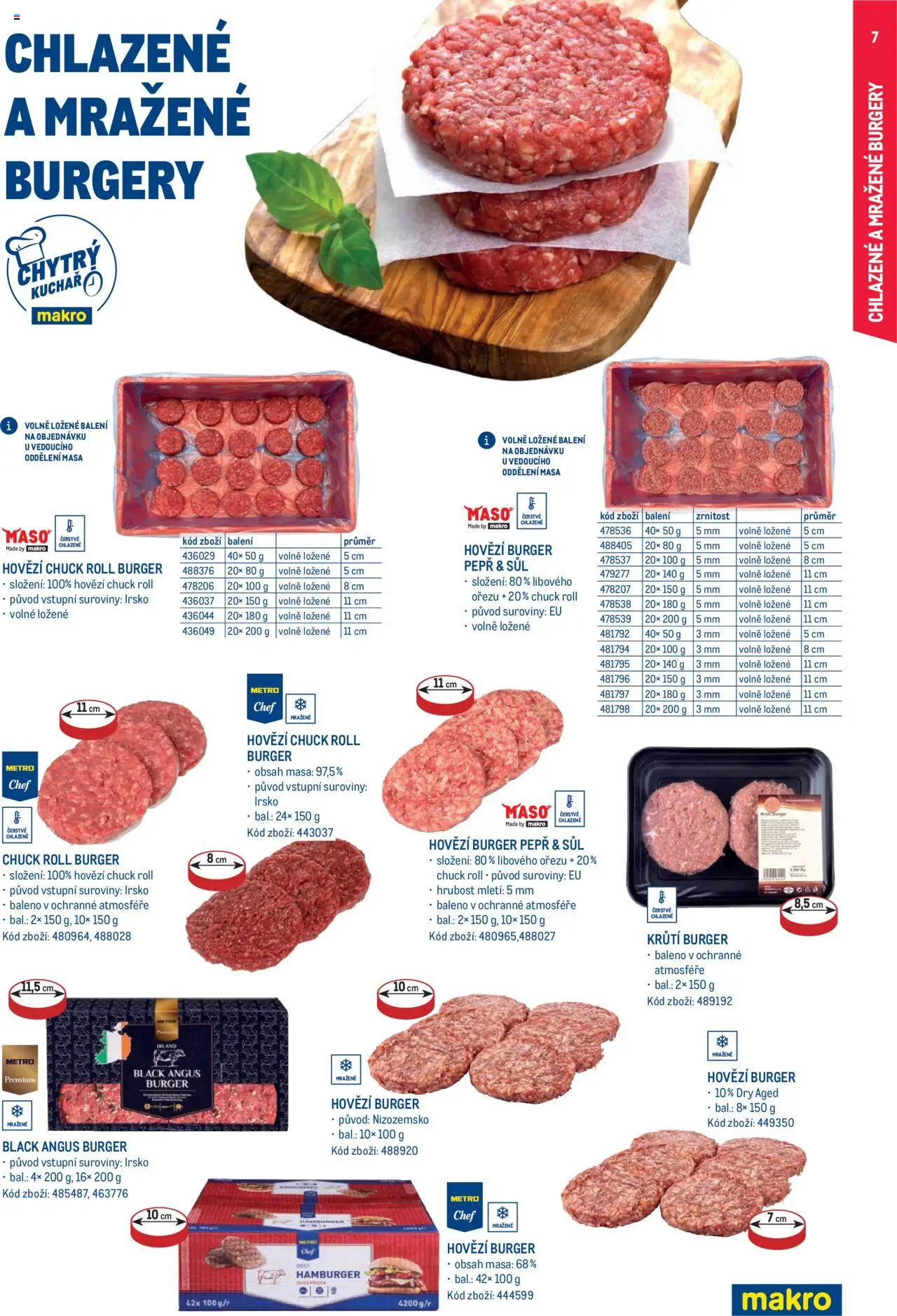 Makro leták - Burgery od 17.07.2025 | Strana: 7 | Produkty: Hamburger, Burger, Hovězí, Hovězí burger