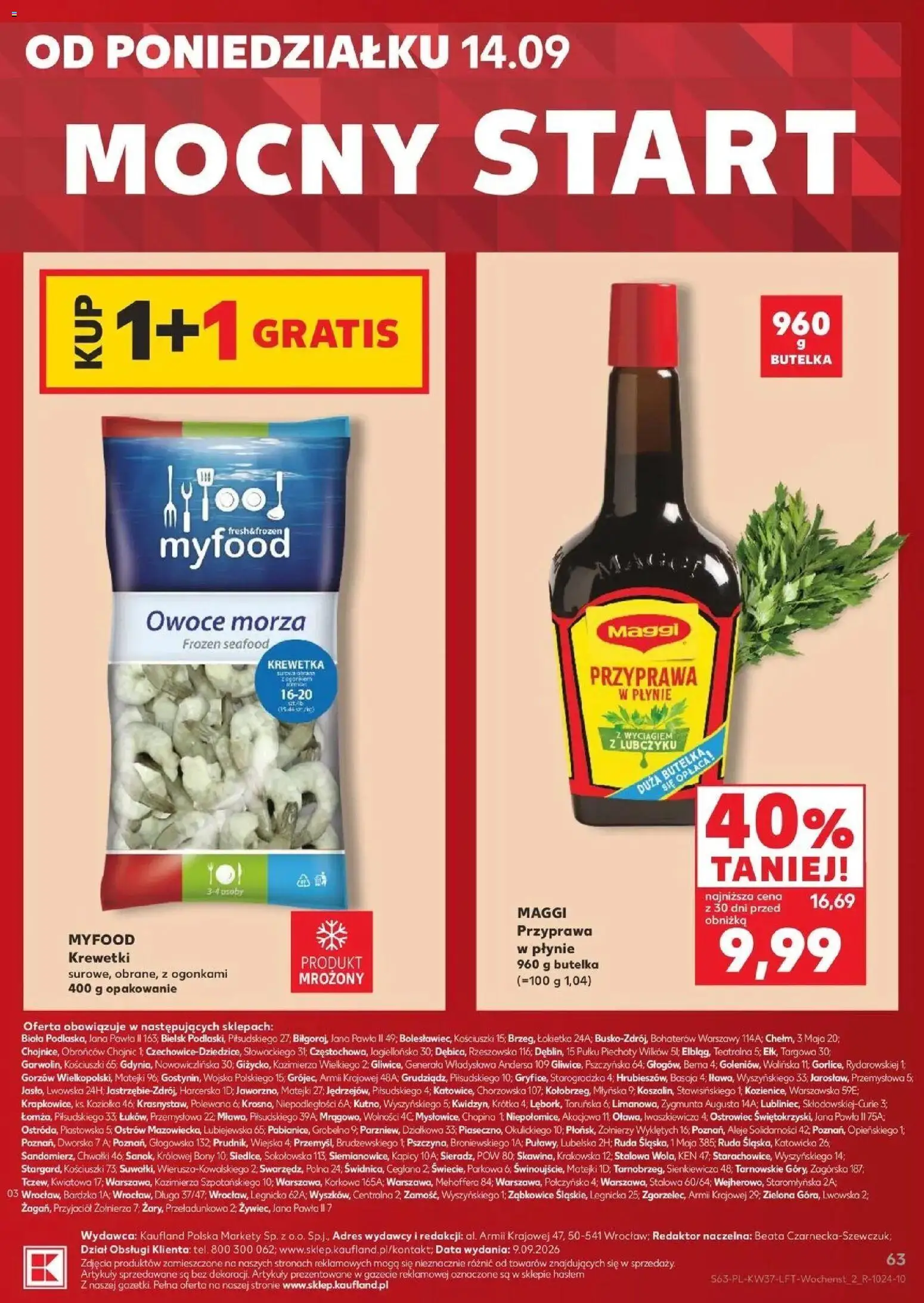 Kaufland gazetka od 10.09.2026 - od jutra PDF | Strona: 63 | Produkty: Krewetki, Maggi, Owoce, Owoce morza