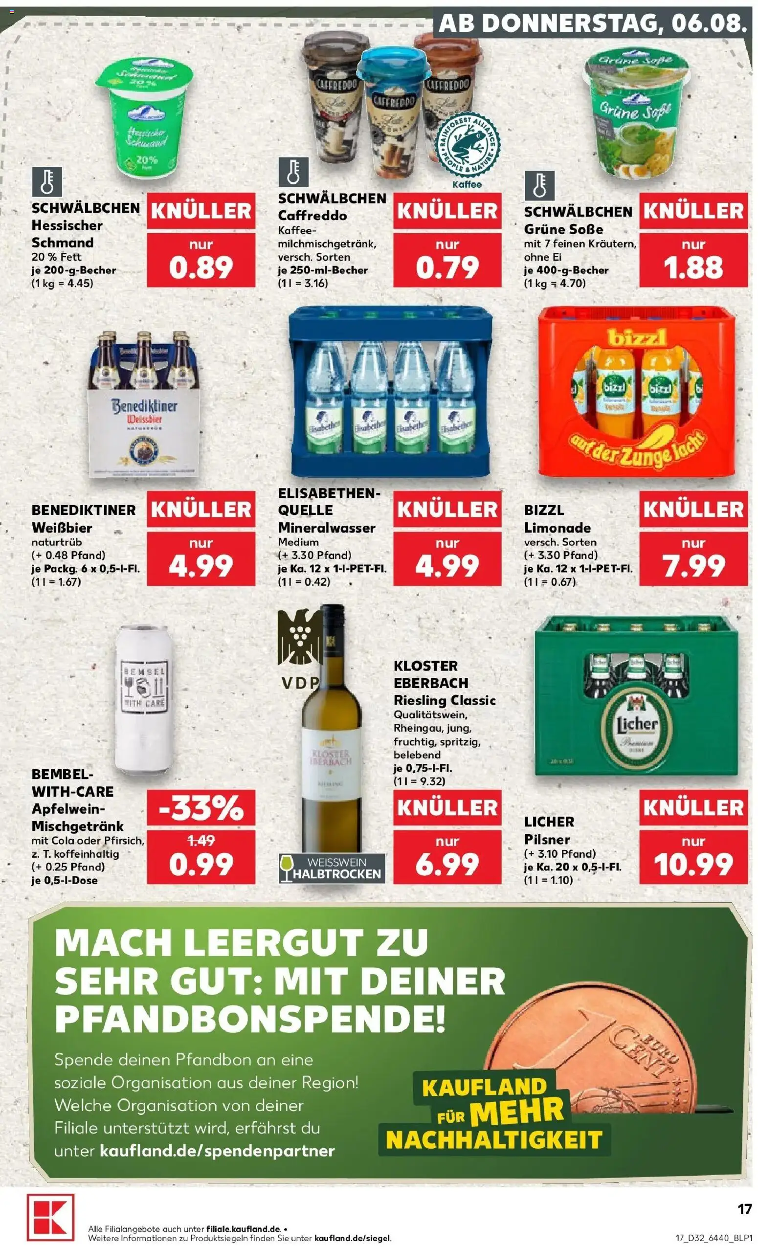 Prospekt Kaufland ab 06.08.2026 » Angebote Online zum Blättern | Seite: 17 | Produkte: Cola, Limonade, Mineralwasser, Soße