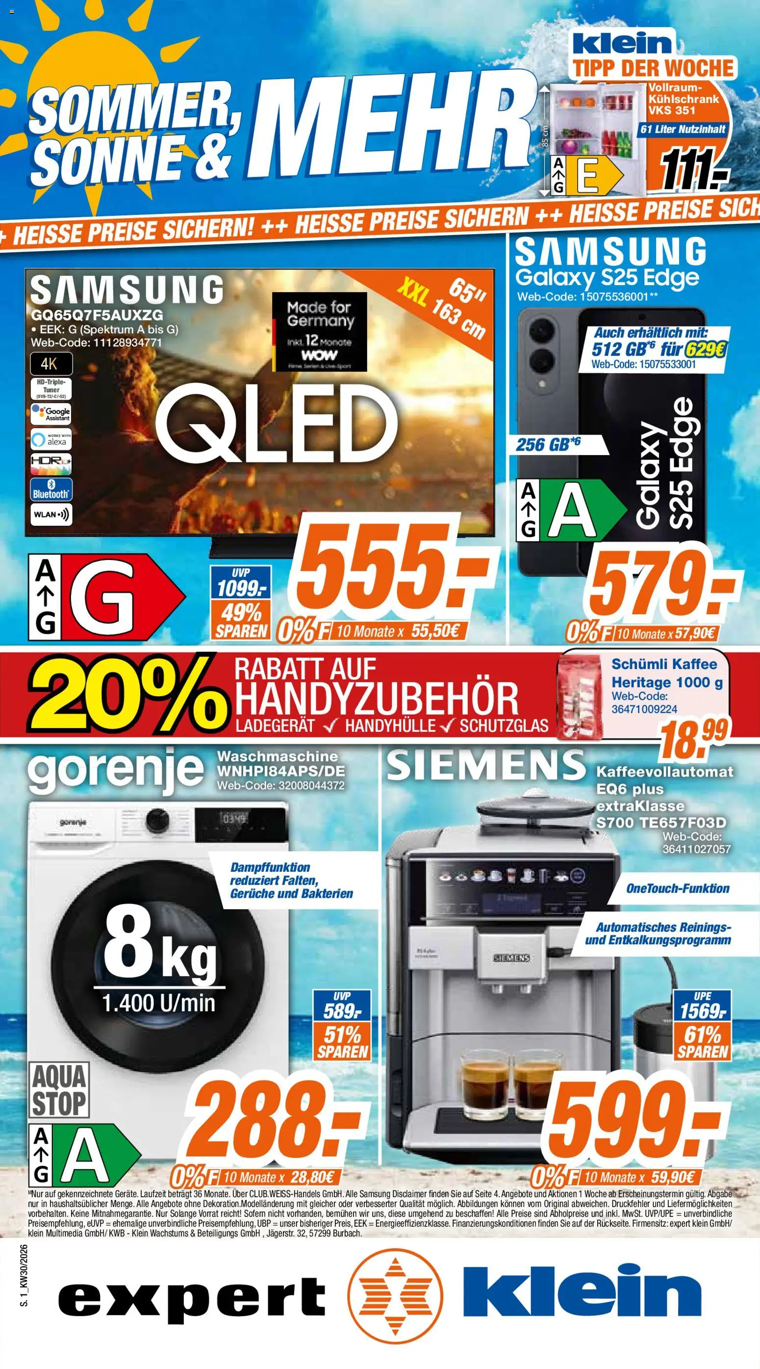 Expert Giessen – gültig ab 20.07.2026 | Seite: 1 | Produkte: Kaffee, Kühlschrank, Samsung, Kaffeevollautomat