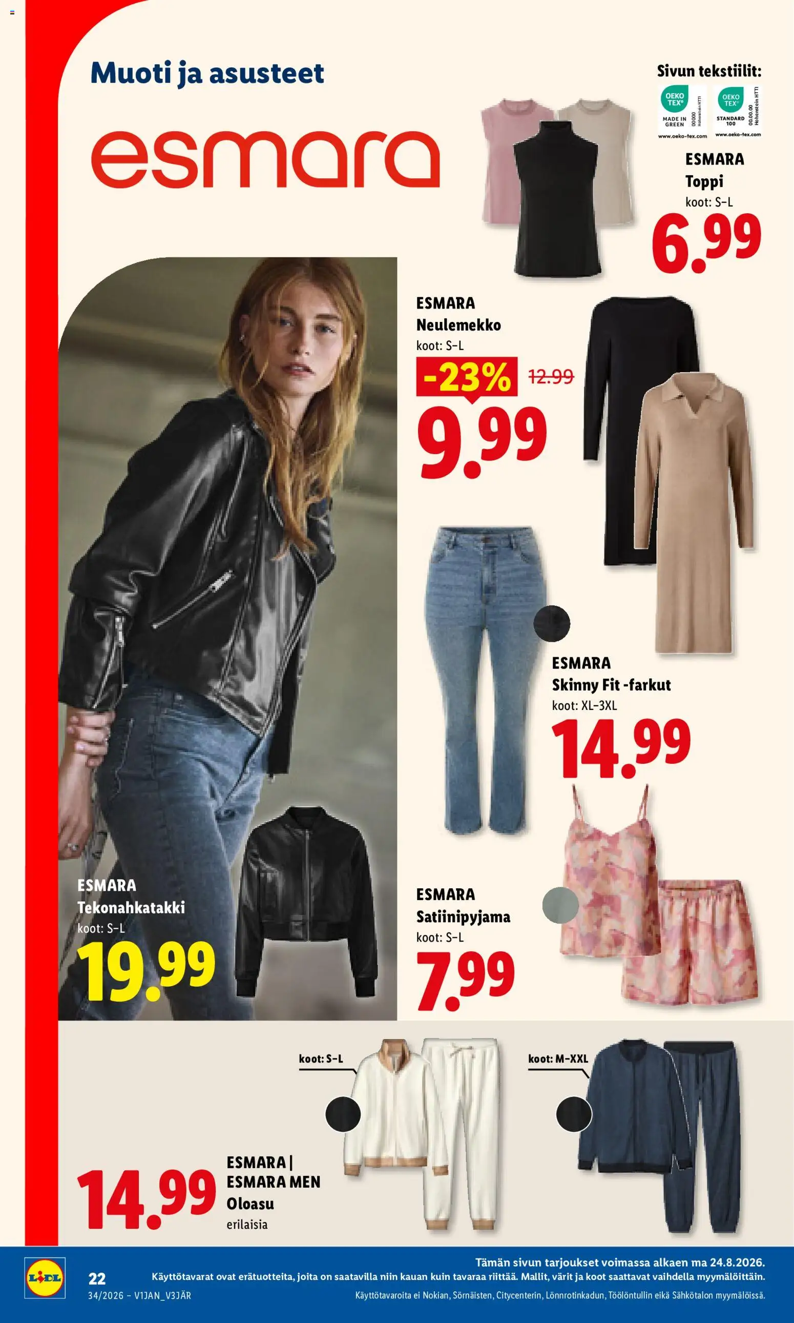 Lidl tarjoukset – voimassa 24/08/2026 alkaen | Sivu: 16 | Tuotteet: Toppi, Farkut