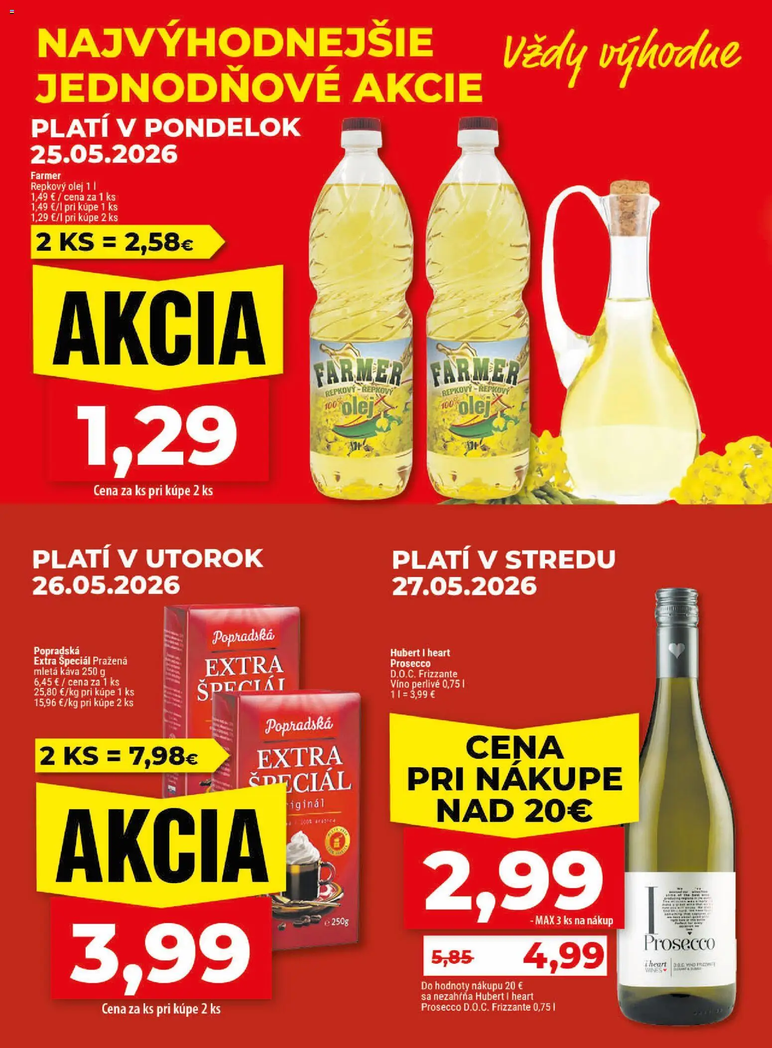 Nové Klas akcie – leták je platný od 25.05.2026 | Strana: 2 | Produkty: Olej, Káva, Víno, Repkový olej