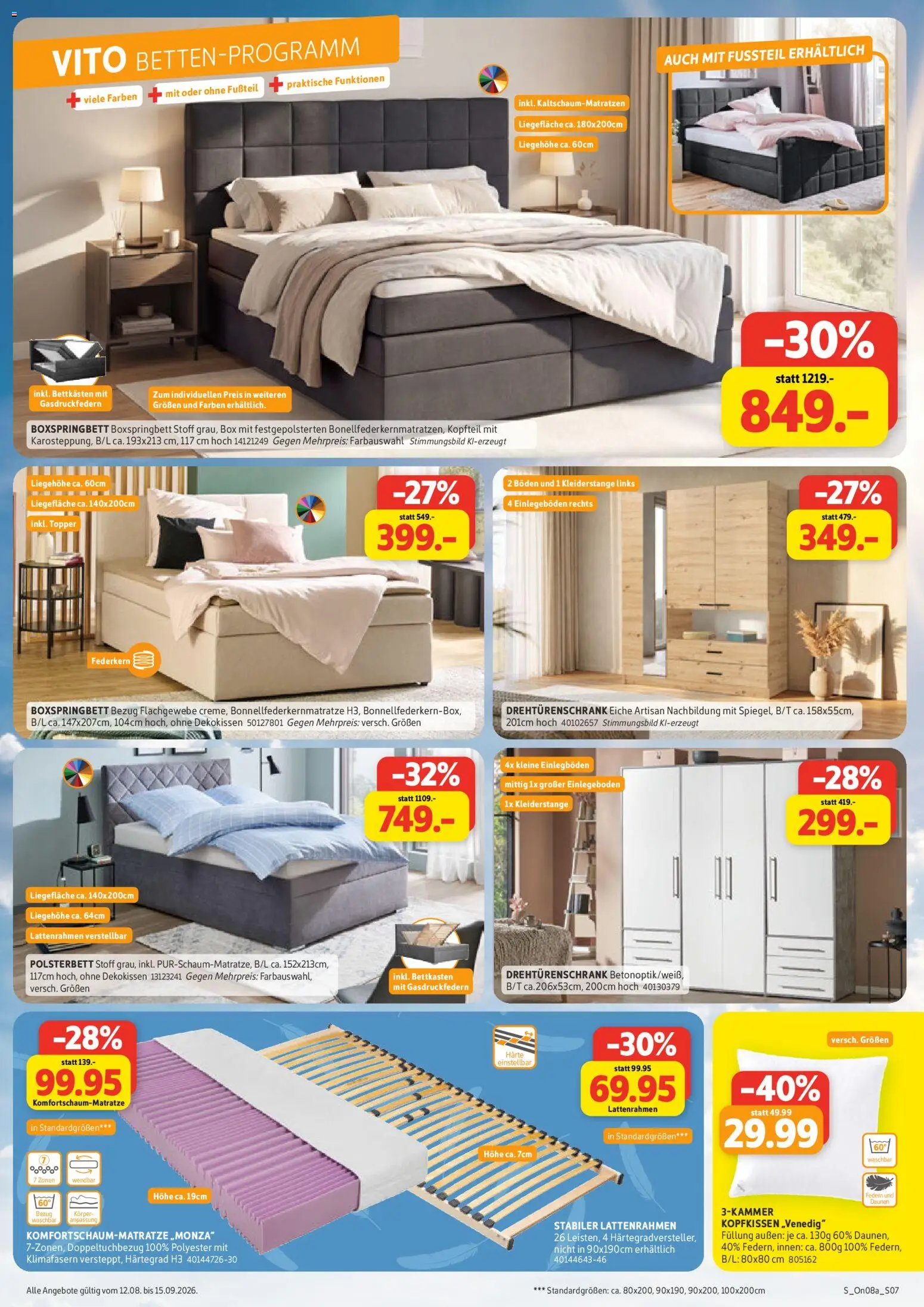 Sconto Prospekt – gültig ab 12.08.2026 | Seite: 7 | Produkte: Drehtürenschrank, Boxspringbett, Topper, Box