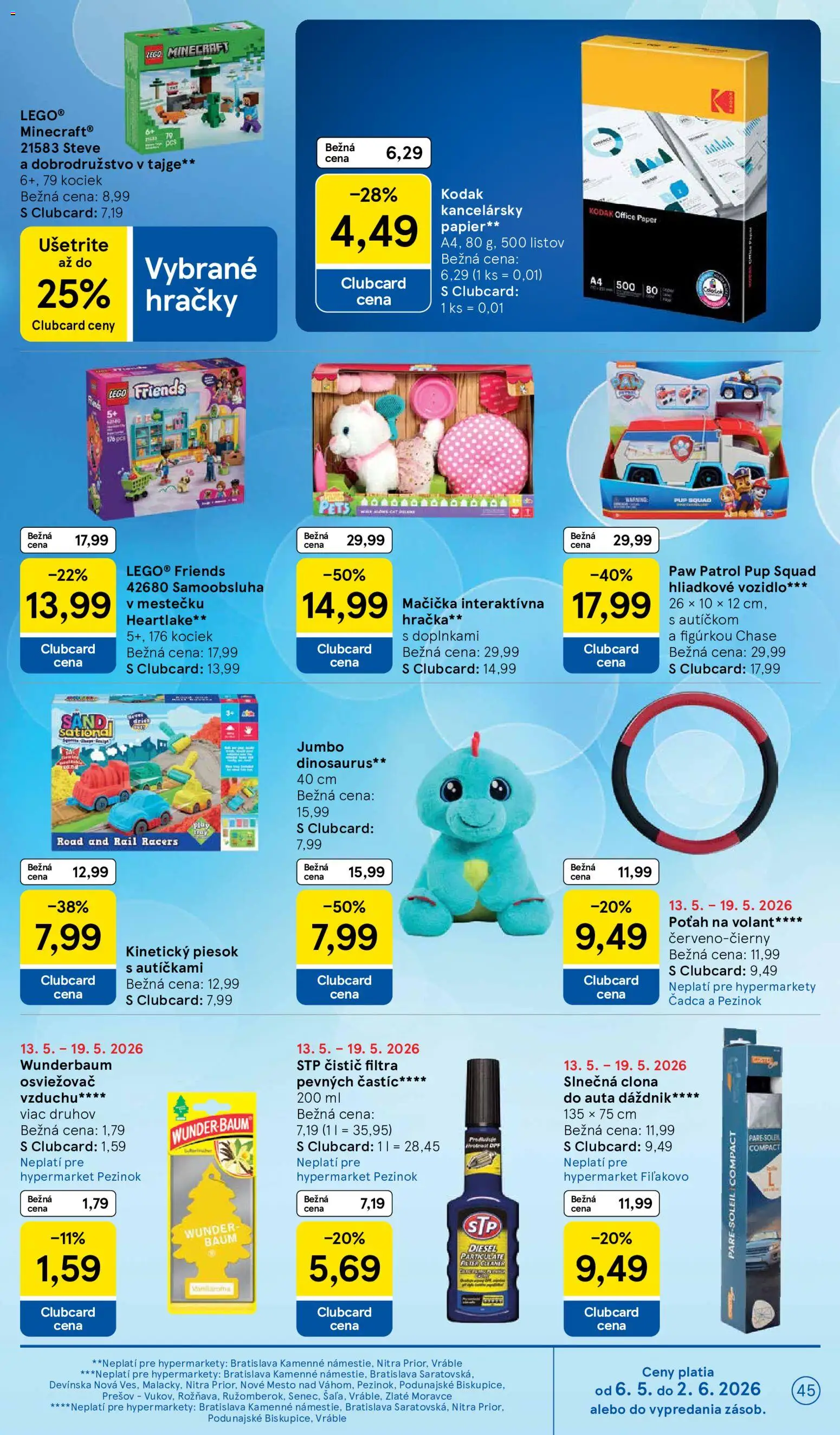 Nové Tesco akcie – leták je platný od 13.05.2026 | Strana: 45 | Produkty: LEGO, Dáždnik, Hračky