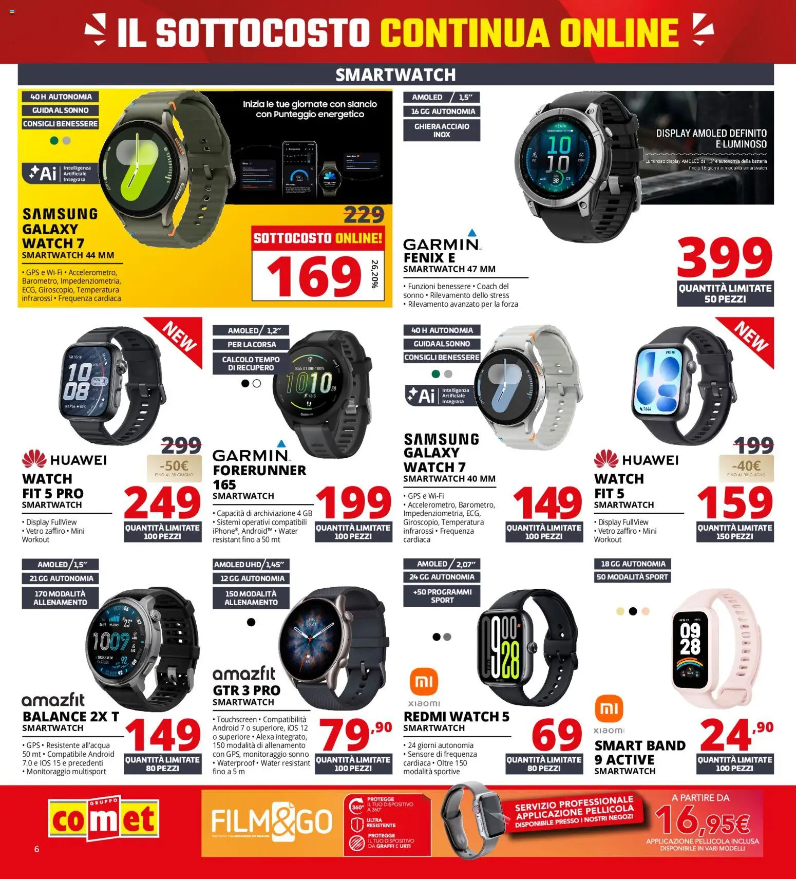 Volantino Comet del 18.05.2026 | Pagina: 6 | Prodotti: Samsung Galaxy, Pellicola, Smartwatch, Batteria
