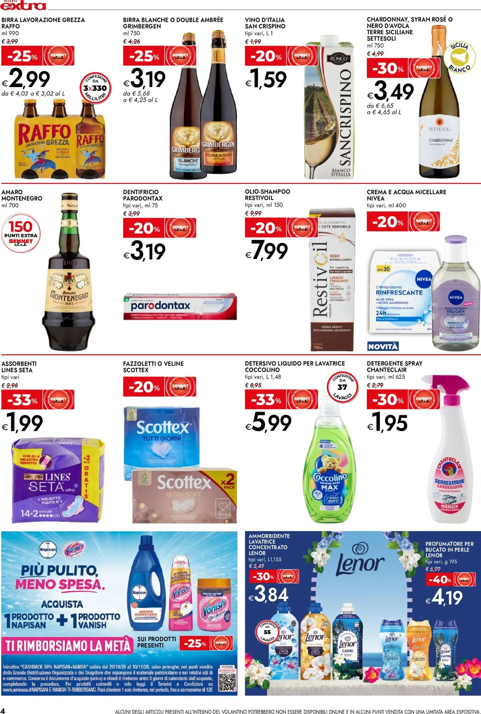 Volantino bennet del 22/10/2026 | Pagina: 4 | Prodotti: Birra, Vino, Profumo, Amaro