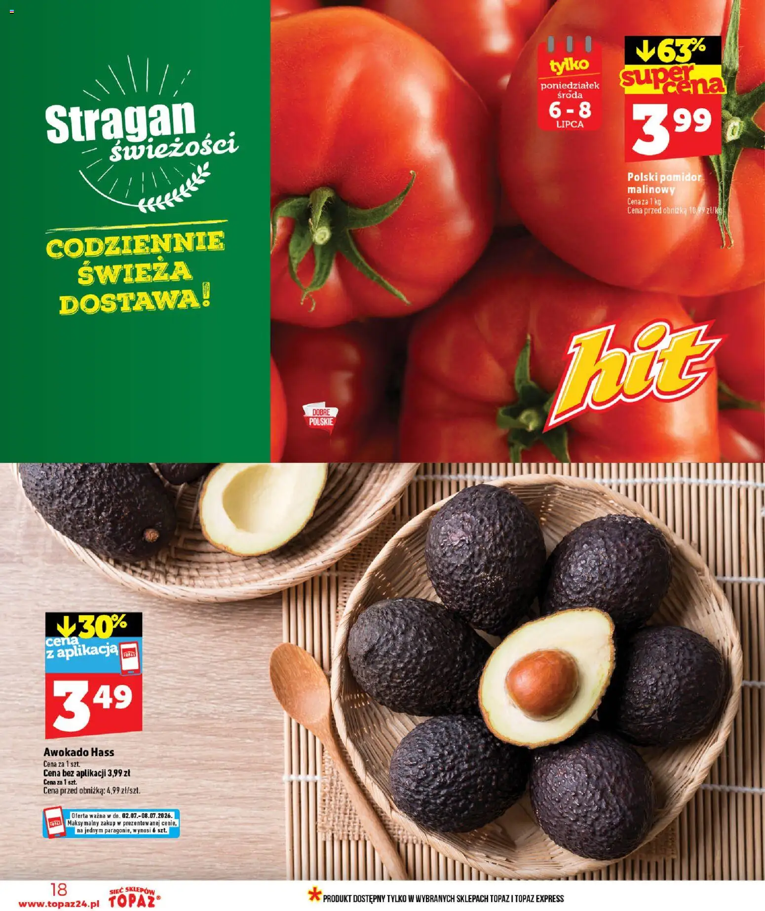 Topaz gazetka - MAZ od 02.07.2026 | Strona: 18 | Produkty: Awokado