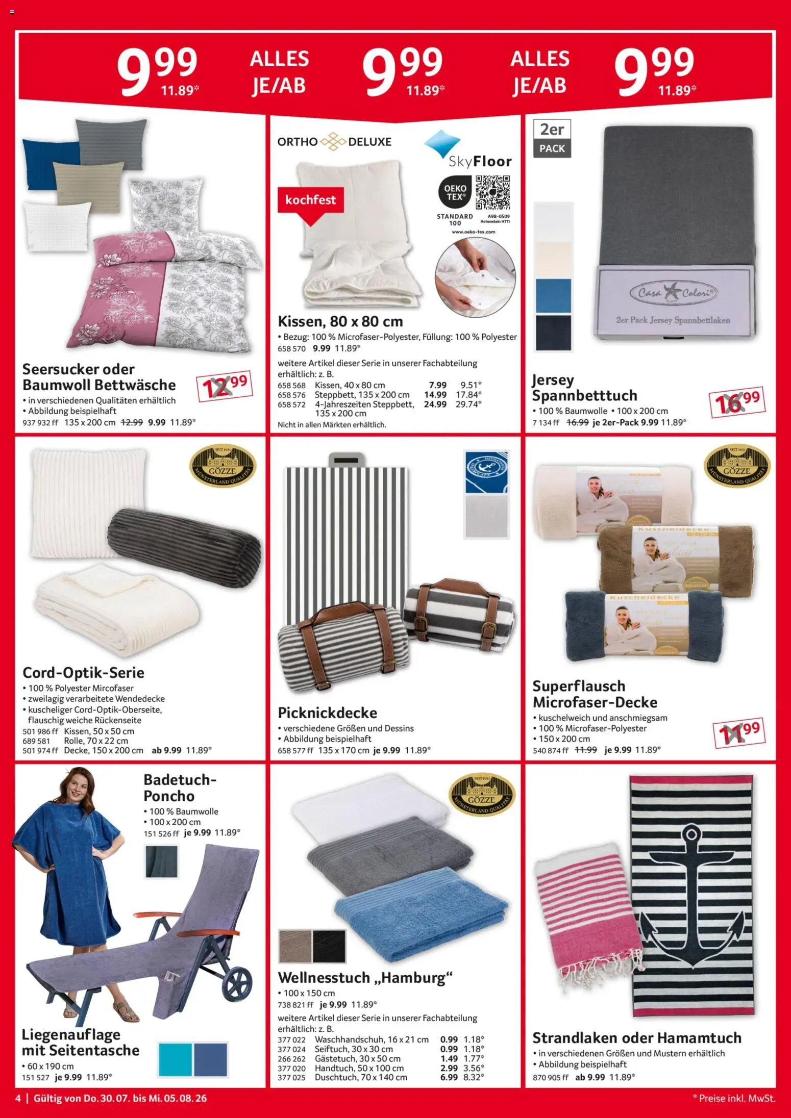 Selgros  Non Food – gültig ab 30.07.2026 | Seite: 4 | Produkte: Poncho, Bettwäsche, Kuschelweich