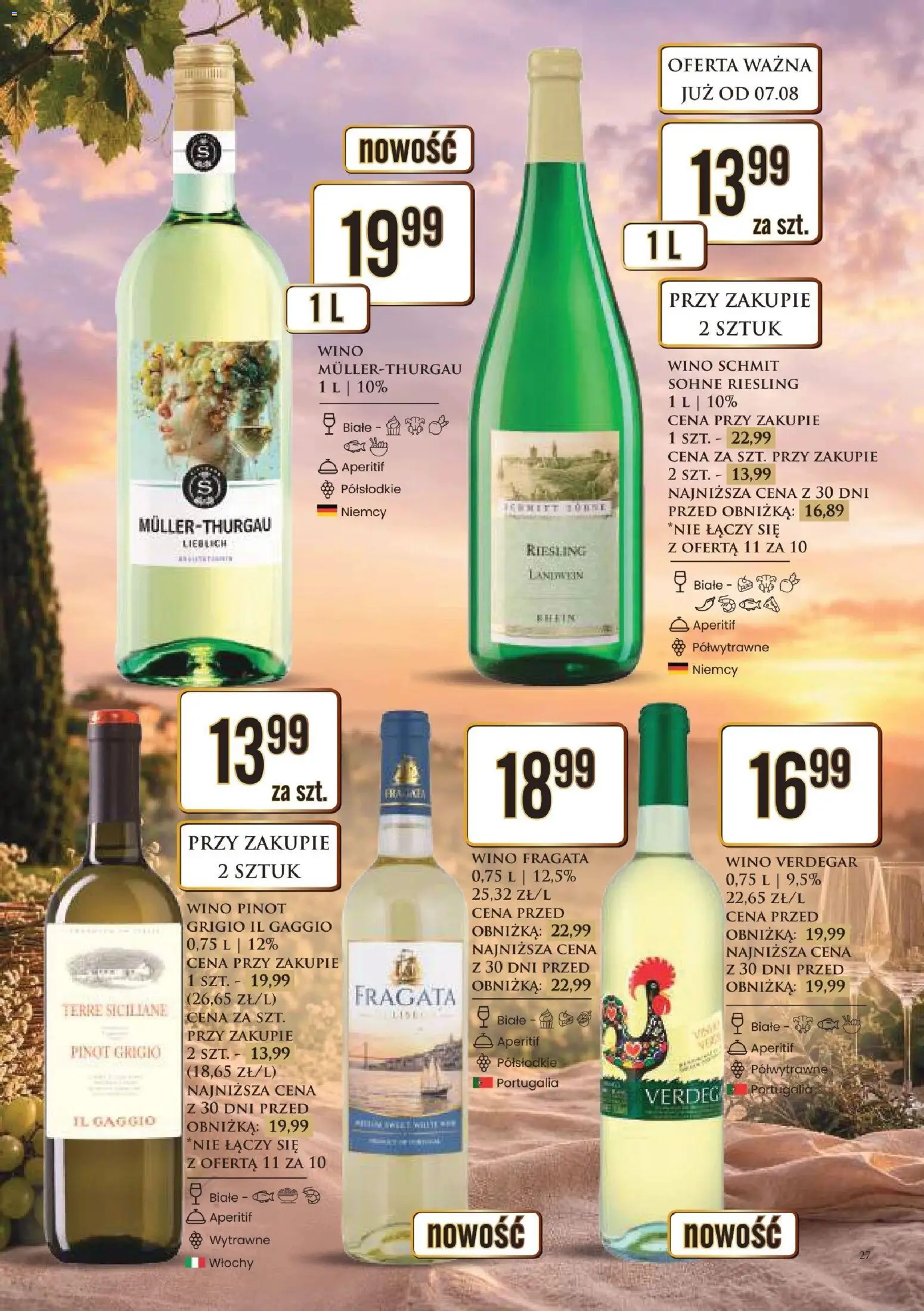 Dino gazetka alkoholowa od 07.08.2026 | Strona: 27 | Produkty: Riesling, Aperitif, Wino, Pinot Grigio