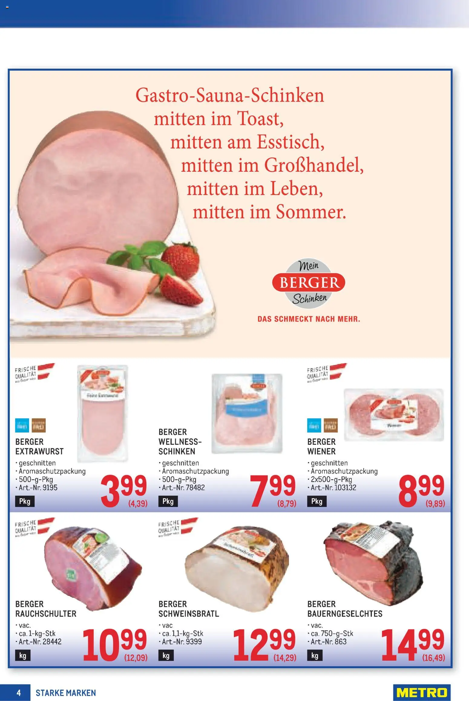 Metro angebote Starke Marken gültig ab 23.07.2026 | Seite: 4 | Produkte: Schinken