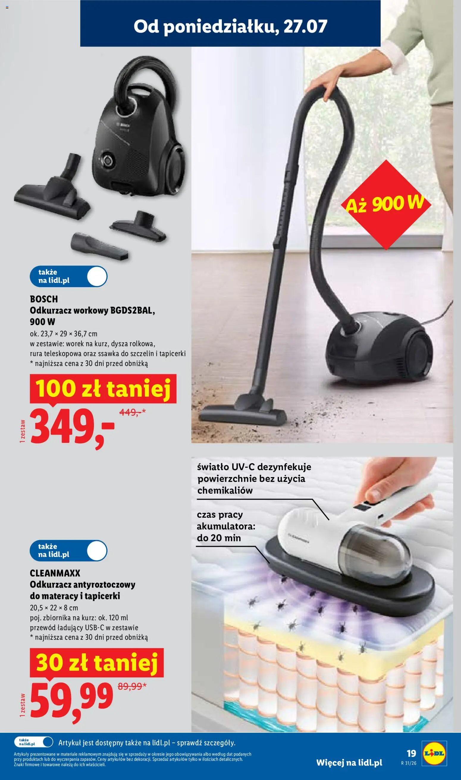 Lidl Katalog od 27.07.2026 | Strona: 19 | Produkty: Odkurzacz, Cleaner
