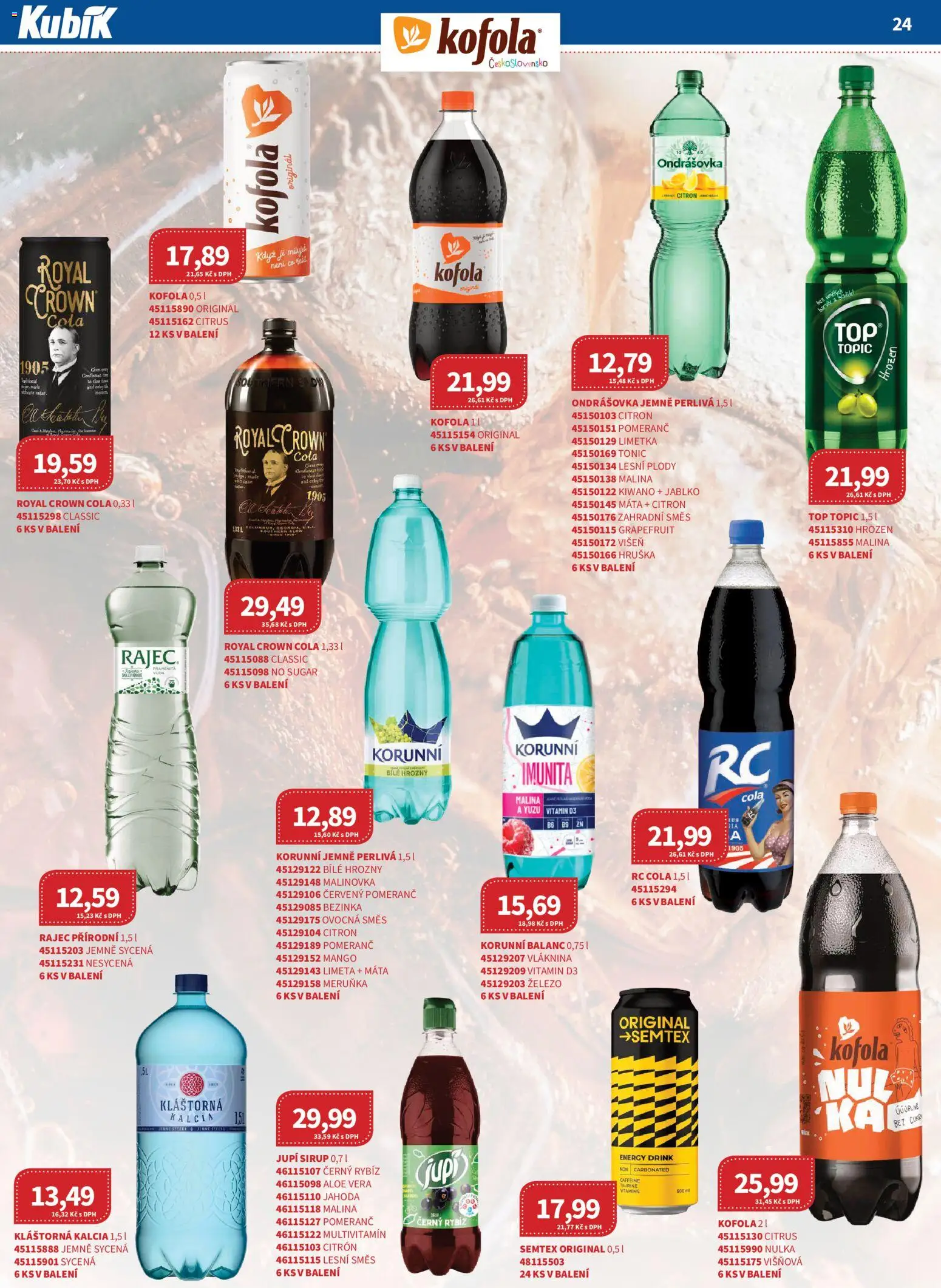 Kubík leták - Velkoobchod 07/2026 od 01.07.2026 | Strana: 24 | Produkty: Ondrášovka, Semtex, Hrozny, Cola