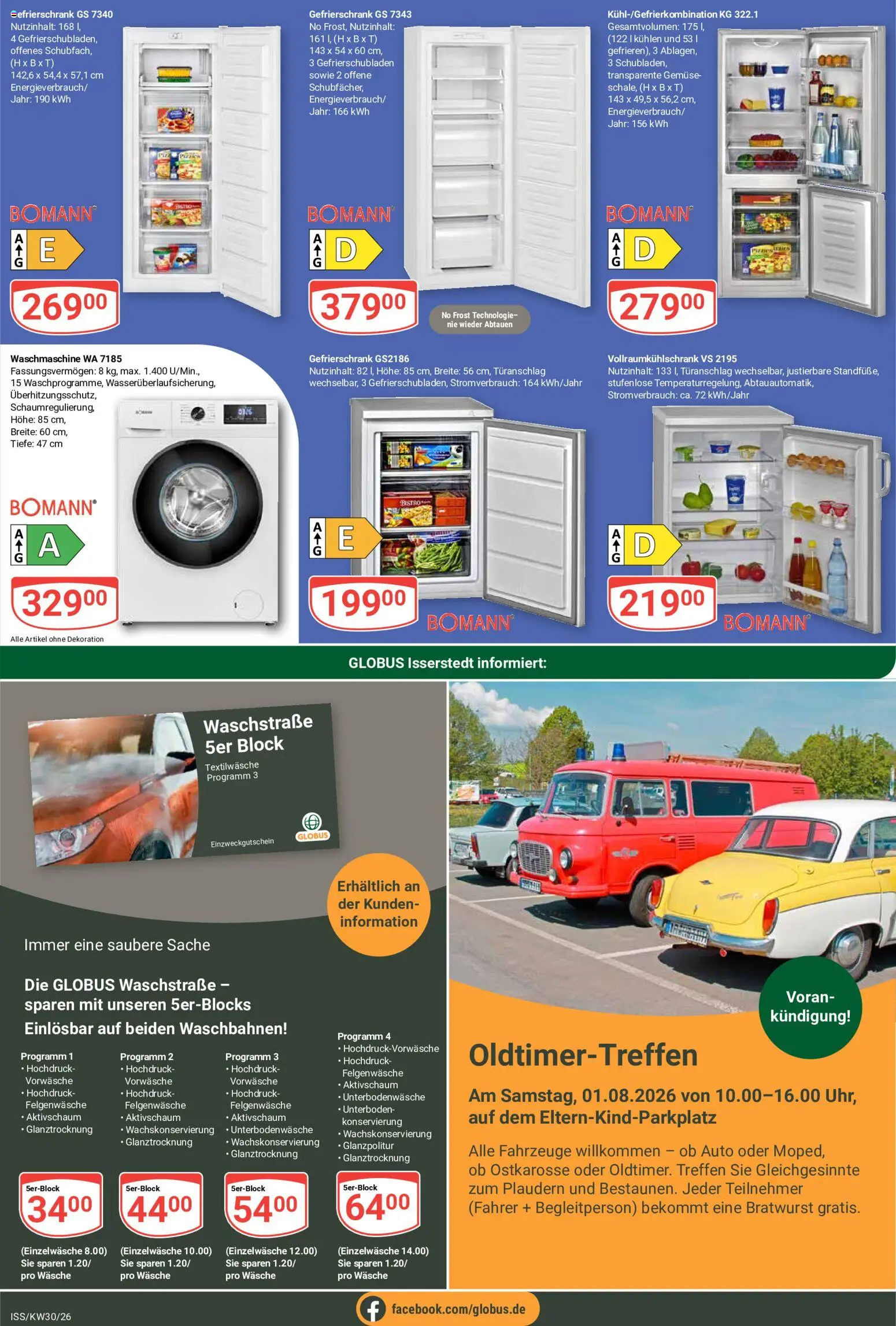 Globus Prospekt – gültig ab 20.07.2026 | Seite: 24 | Produkte: Gefrierschrank, Bratwurst, Waschmaschine, Gemüse