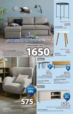 Pogląd oferty "Sofa z szezlągiem MARSLEV, 3-miejscowa sofa w poszyciu z tkaniny. Siedzisko i oparcie wyściełane pianką. Nogi z litej brzozy. Ze schowkiem. Można odwracać ustawienie. Powierzchnia spania 140x195 cm. S230 x W83 x G88/150 cm*" - ważna od 23.09.2026 | Strona: 2 | Produkty: Sofa, Fotel, Stolik kawowy, Drzwi