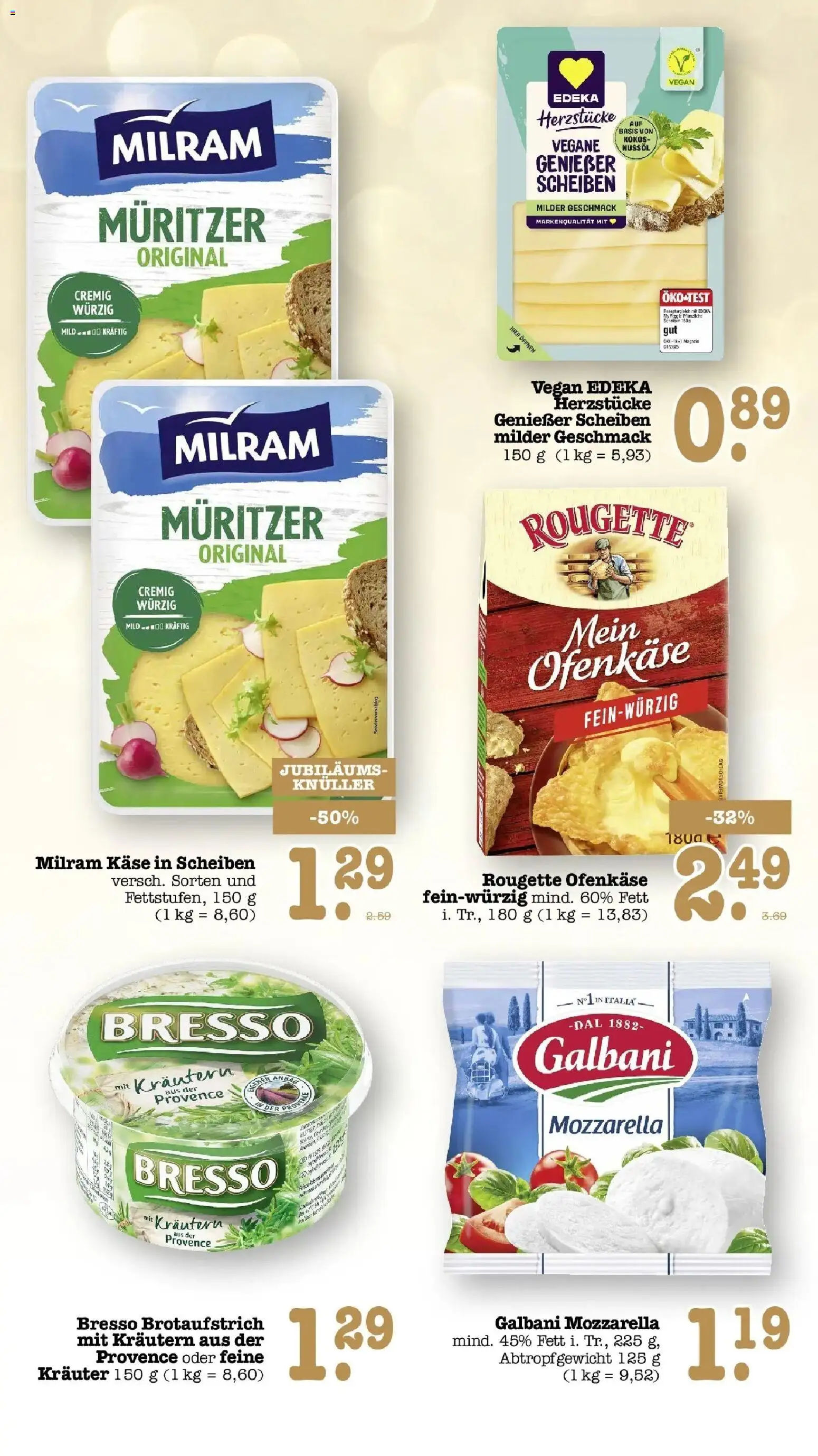 E center Prospekt Kuppenheim-Oberndorf (ab 14.09.2026) zum Blättern | Seite: 36 | Produkte: Käse, Rougette ofenkase, Bresso, Milram