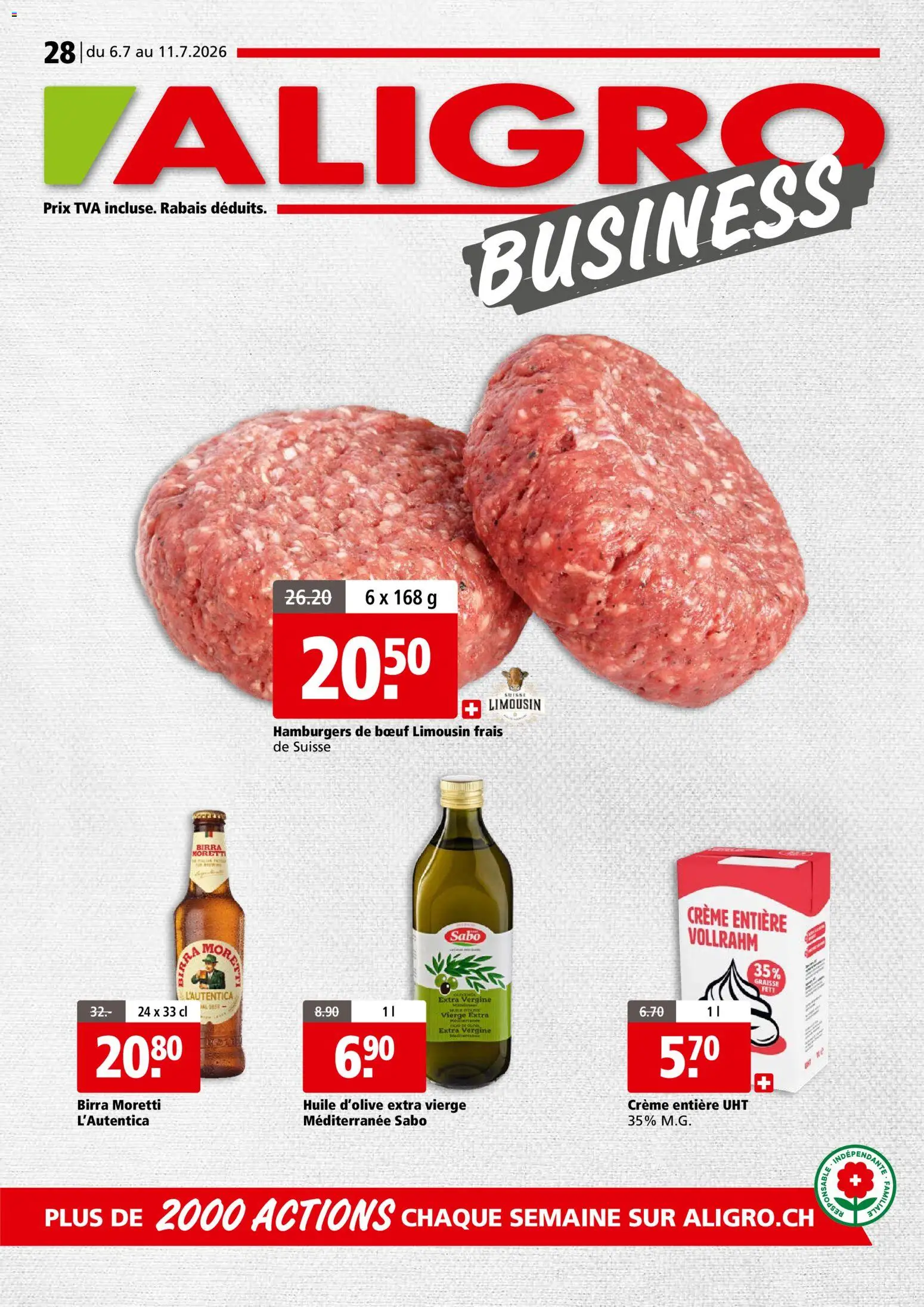 Aligro aktionen Business Chavannes, Matran, Genève, Sion – gültig ab 06.07.2026 | Seite: 1 | Produkte: Creme