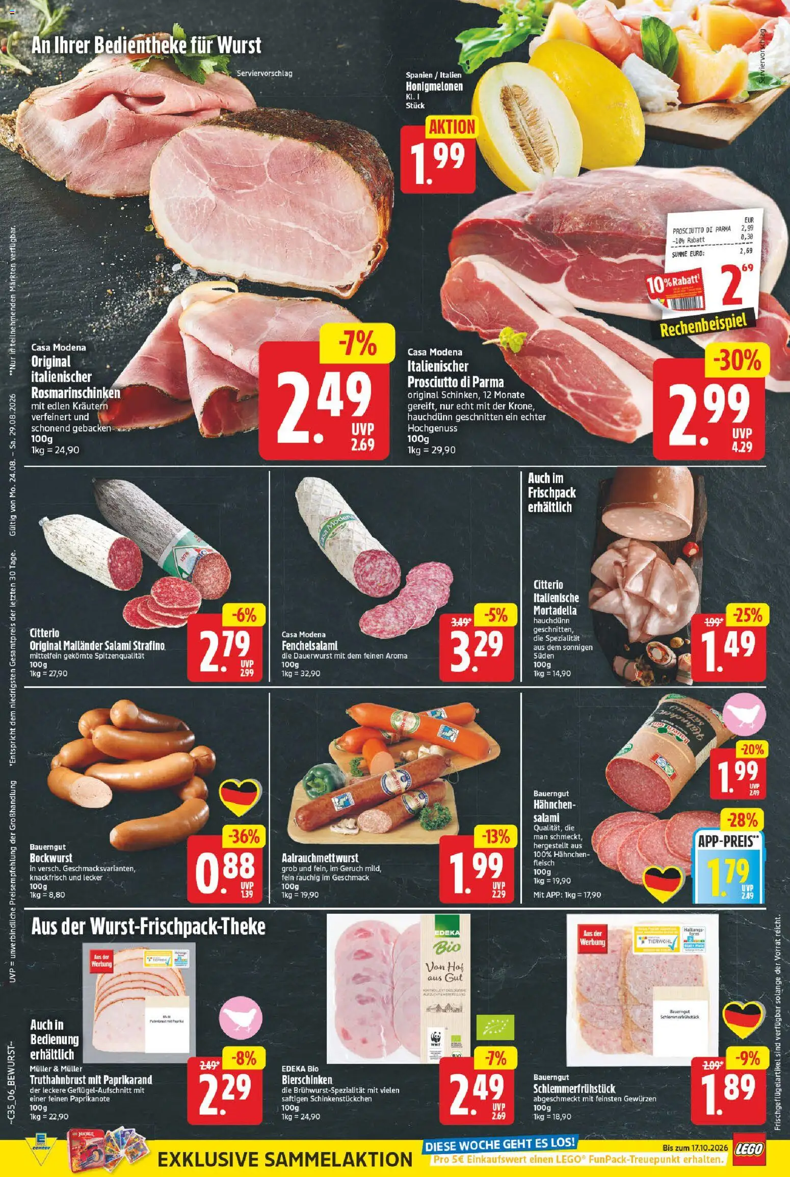 E center Prospekt – gültig ab 24.08.2026 | Seite: 8 | Produkte: Paprika, Bauerngut, Salami, Fleisch
