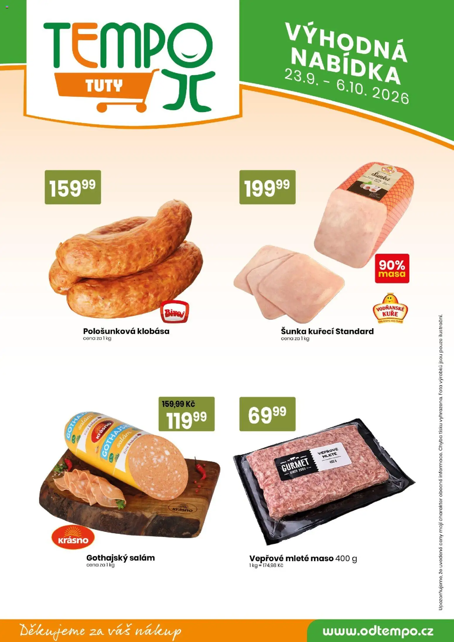 Tempo leták - Tuty od 23.09.2026 | Strana: 9 | Produkty: Salám, Šunka, Vepřové mleté maso, Mleté maso