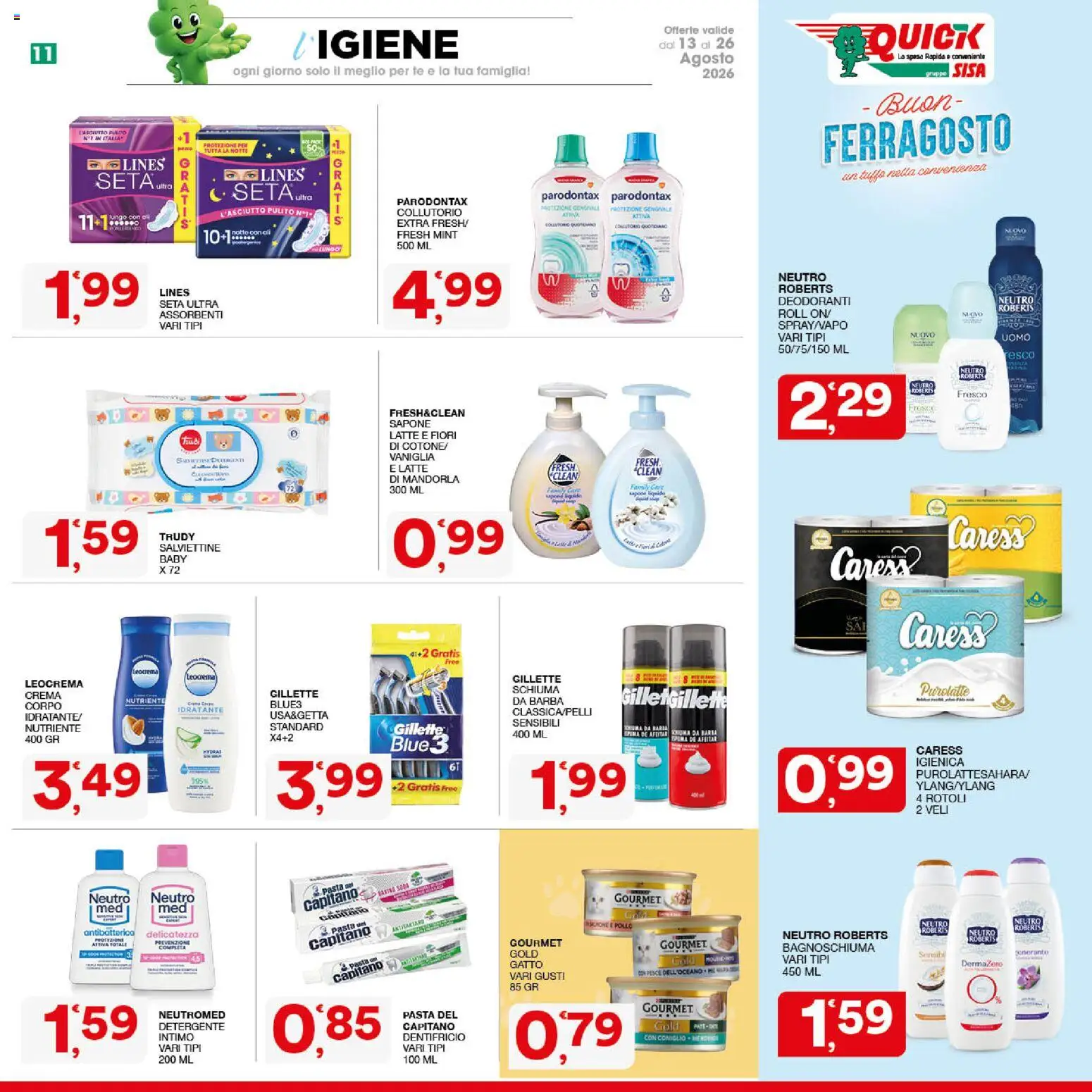 Volantino SISA del 13/08/2026 | Pagina: 11 | Prodotti: Vaniglia, Collutorio, Intimo, Fiori