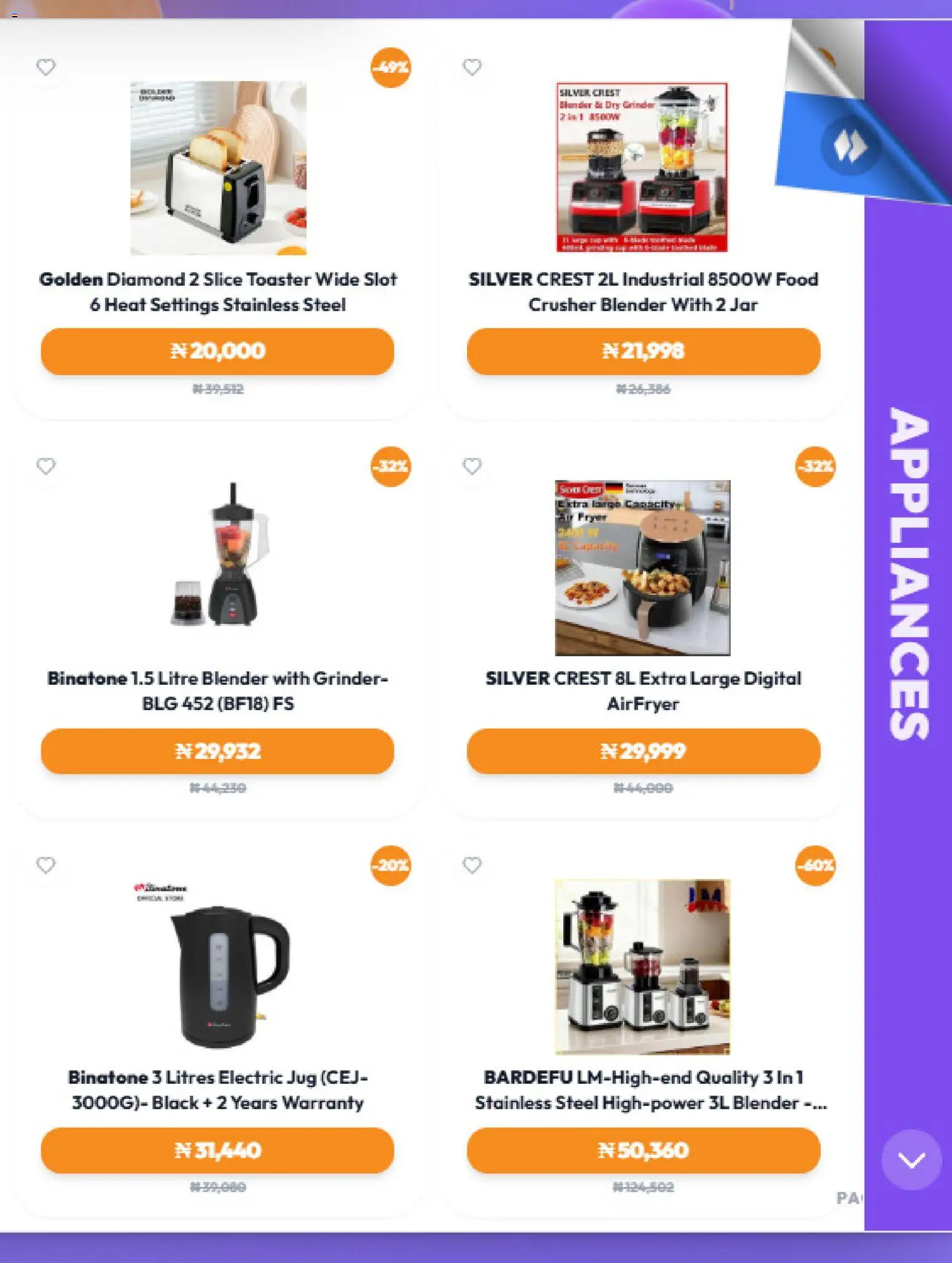Jumia Catalogue valid from 08/09/2026 | Page: 3 | Products: Toaster, Blender, Food, Grinder