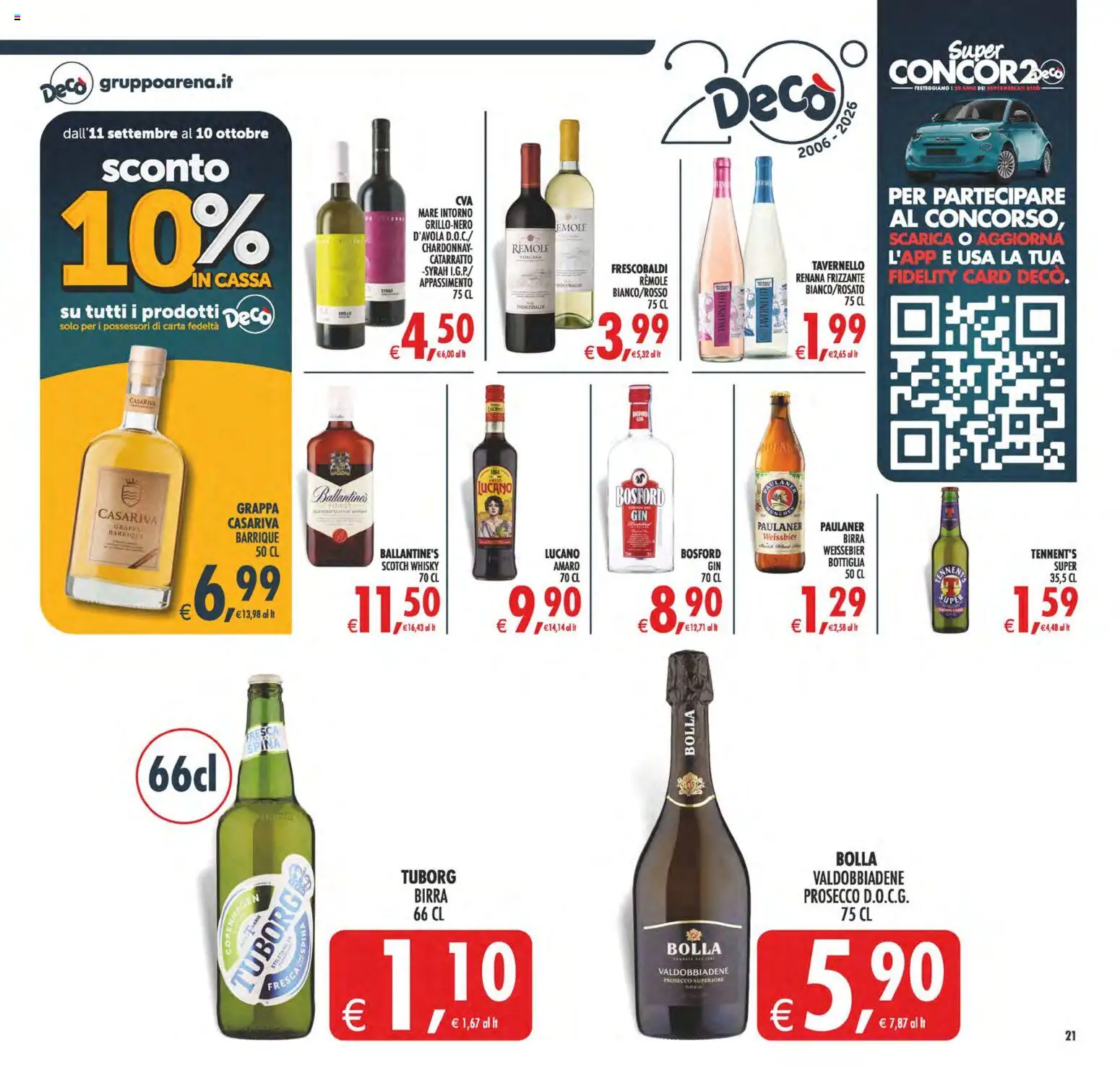 Volantino Decò del 22/09/2026 | Pagina: 21 | Prodotti: Birra, Ballantine’s, Bottiglia, Amaro