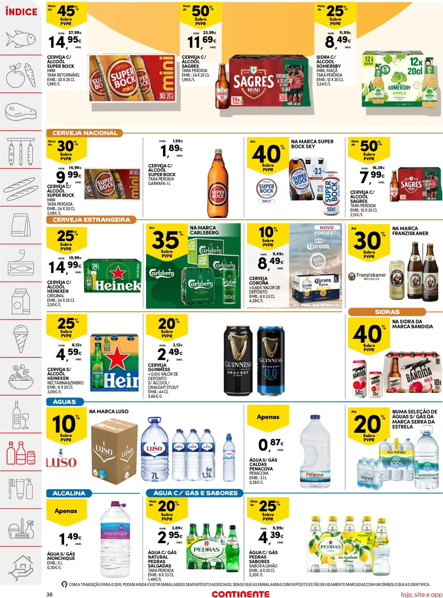 Continente folheto │ válido de 05.05.2026 | Página: 36 | Produtos: Agua, Super bock sky, Super bock, Somersby