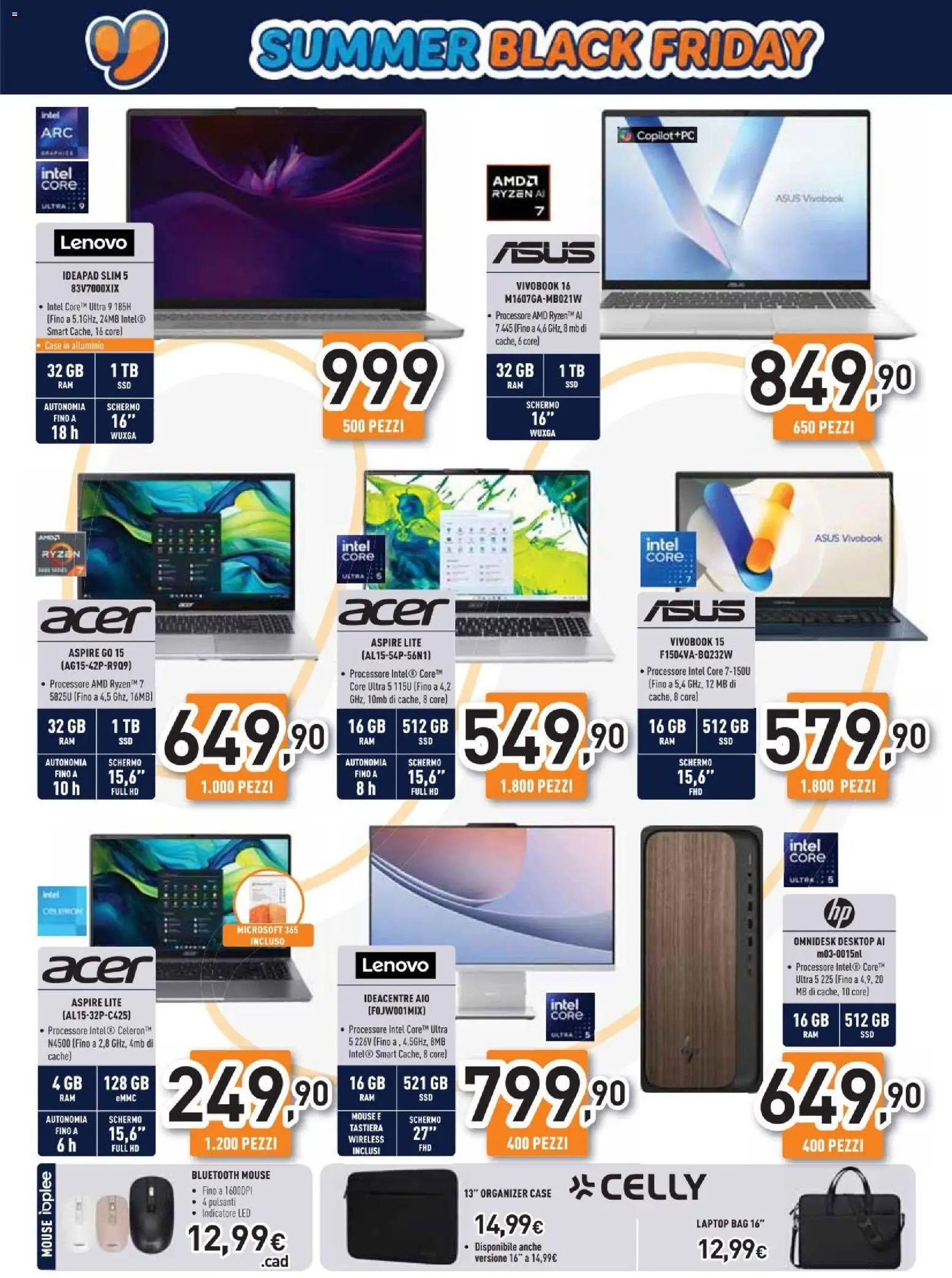 Volantino Unieuro del 11.06.2026 | Pagina: 12 | Prodotti: Schermo, Laptop, Mouse, Alluminio