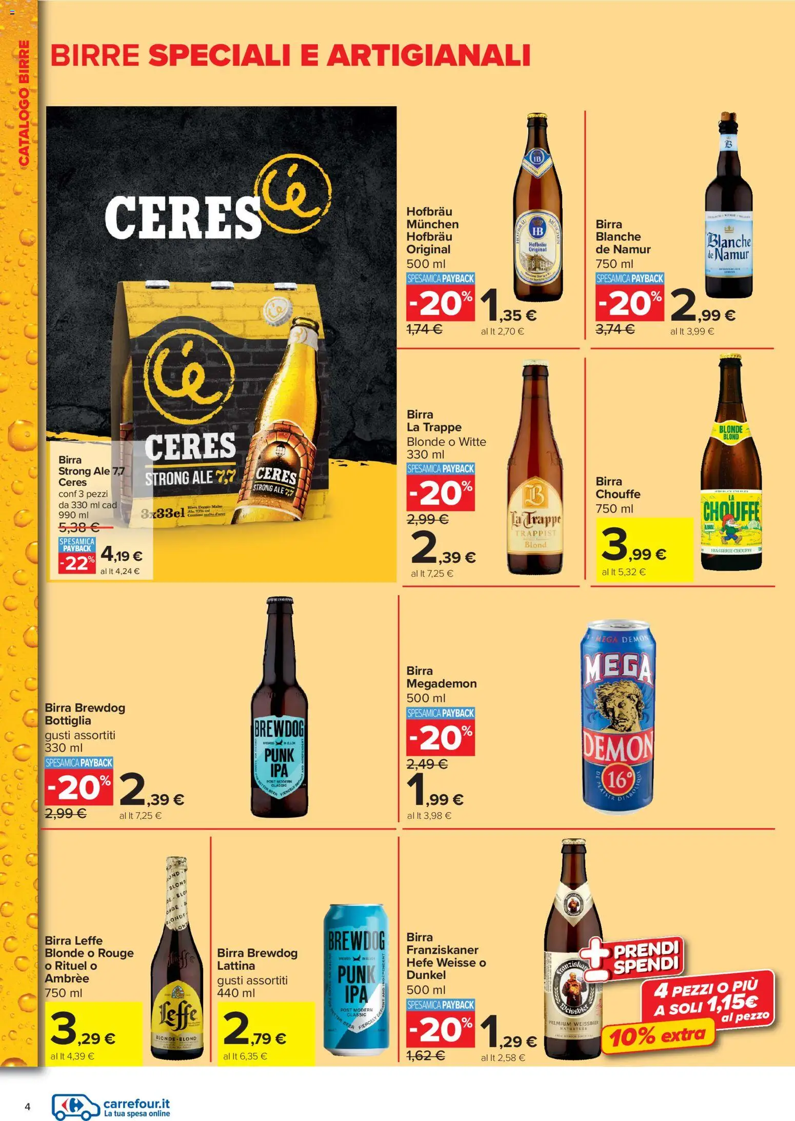 Volantino Carrefour del 03.06.2026 | Pagina: 4 | Prodotti: Birra, Ceres, Bottiglia