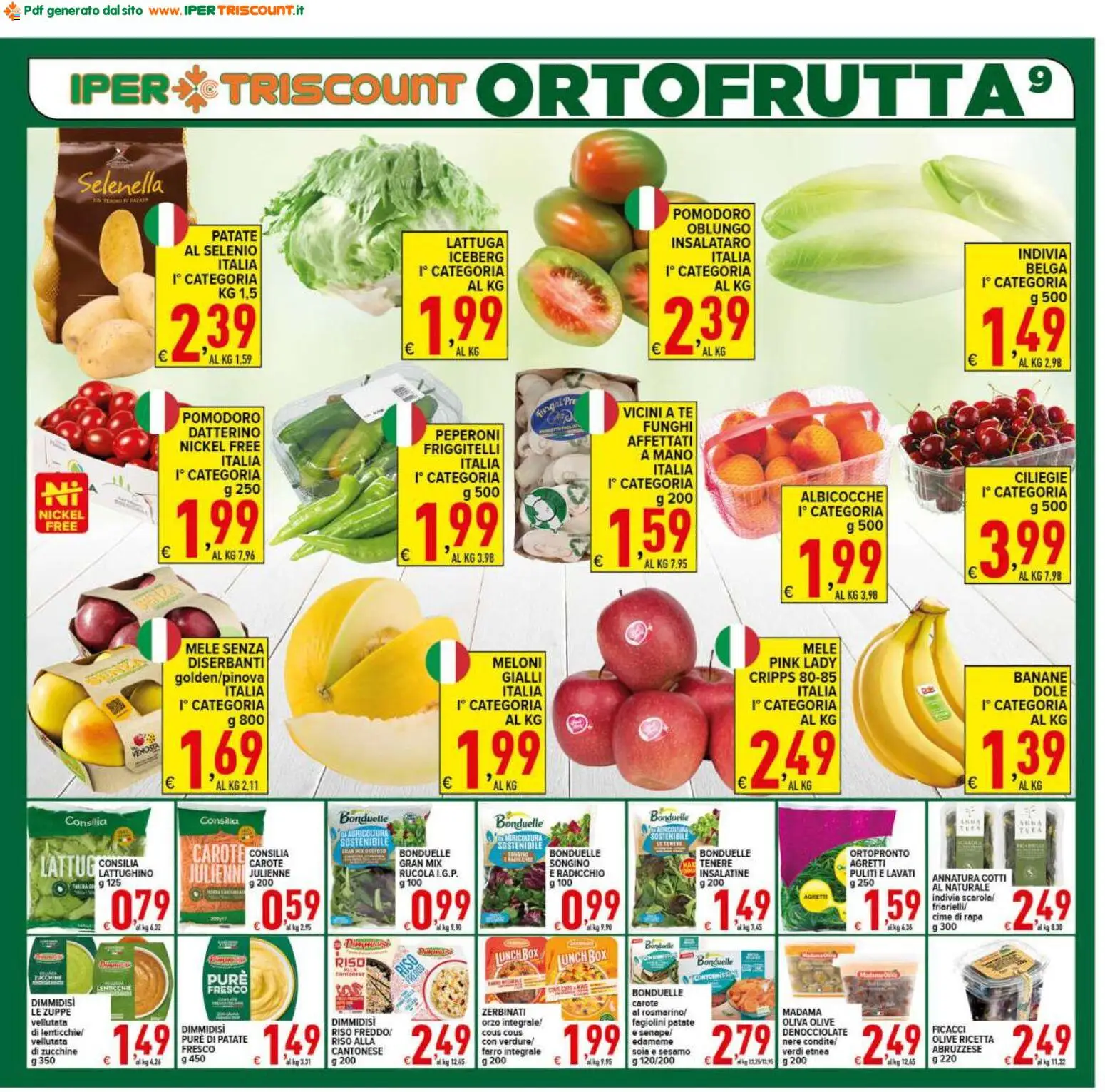 Volantino Ipertriscount del 20.05.2026 | Pagina: 9 | Prodotti: Banane, Funghi, Zucchine, Lattuga