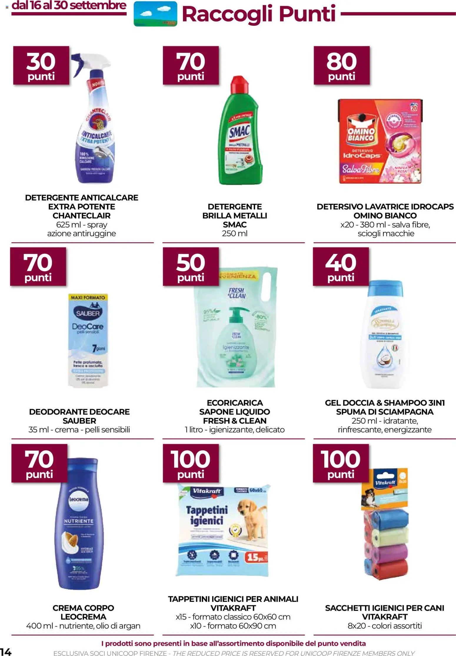 Volantino COOP del 17/09/2026 | Pagina: 14 | Prodotti: Crema, Detergente, Lavatrice, Gel doccia