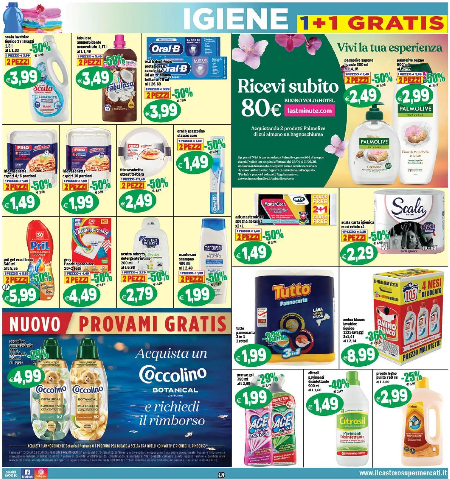Volantino Il Castoro del 29.04.2026 | Pagina: 18 | Prodotti: Spugna, Tortiera, Spazzolino, Profumo