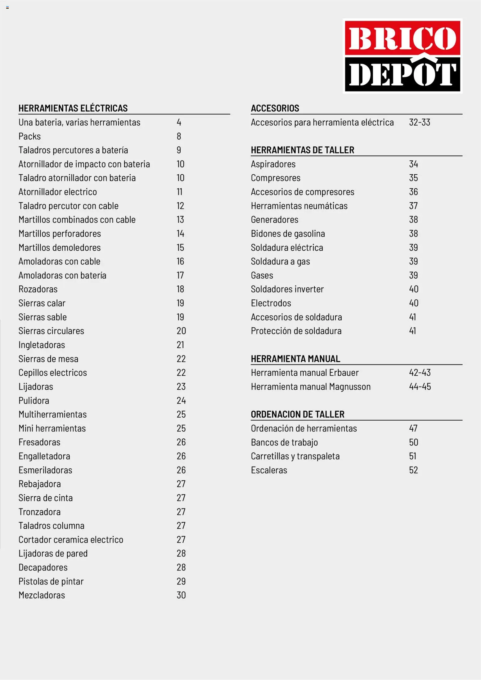 Brico Depôt Catalogo de Herramientas │ válido desde el 07/10/2026 | Página: 3 | Productos: Taladro percutor, Cable, Mesa, Batería