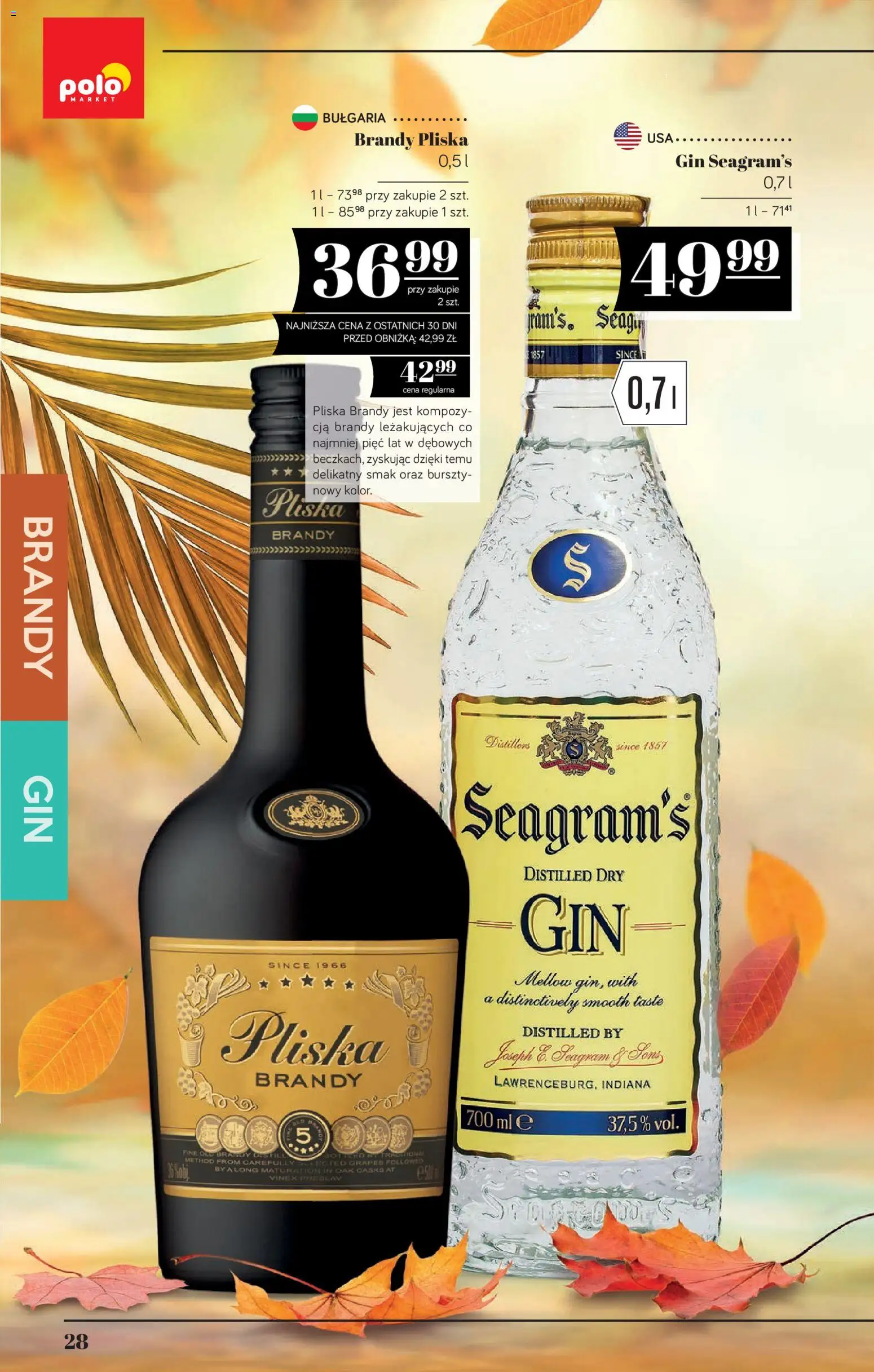 POLOmarket katalog - Alkoholi od 08.10.2026 | Strona: 28 | Produkty: Gin Seagram's, Brandy, Pliska brandy, Gin