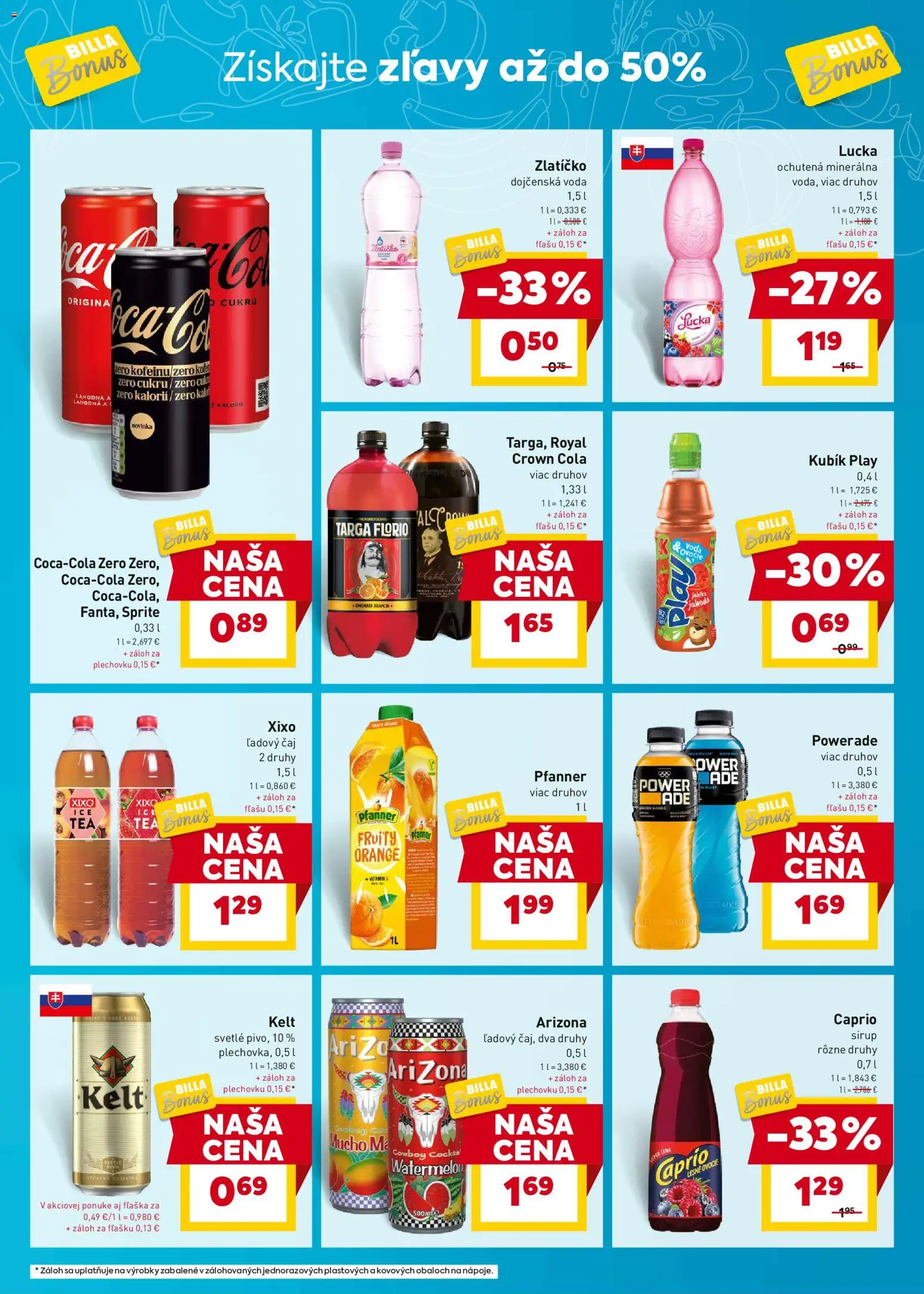 Nové Billa akcie – leták je platný od 07.04.2026 | Strana: 7 | Produkty: Pivo, Sprite, Voda, Cola