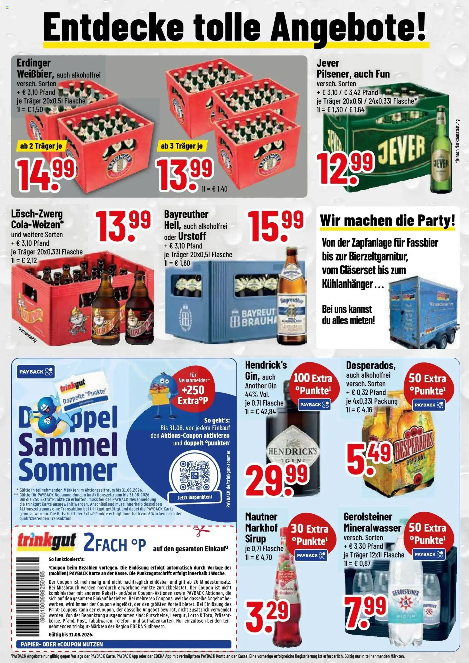 Trinkgut Prospekt Neufahrn (ab 24.08.2026) » Angebote online | Seite: 2 | Produkte: Erdinger, Jever, Gin, Telefon