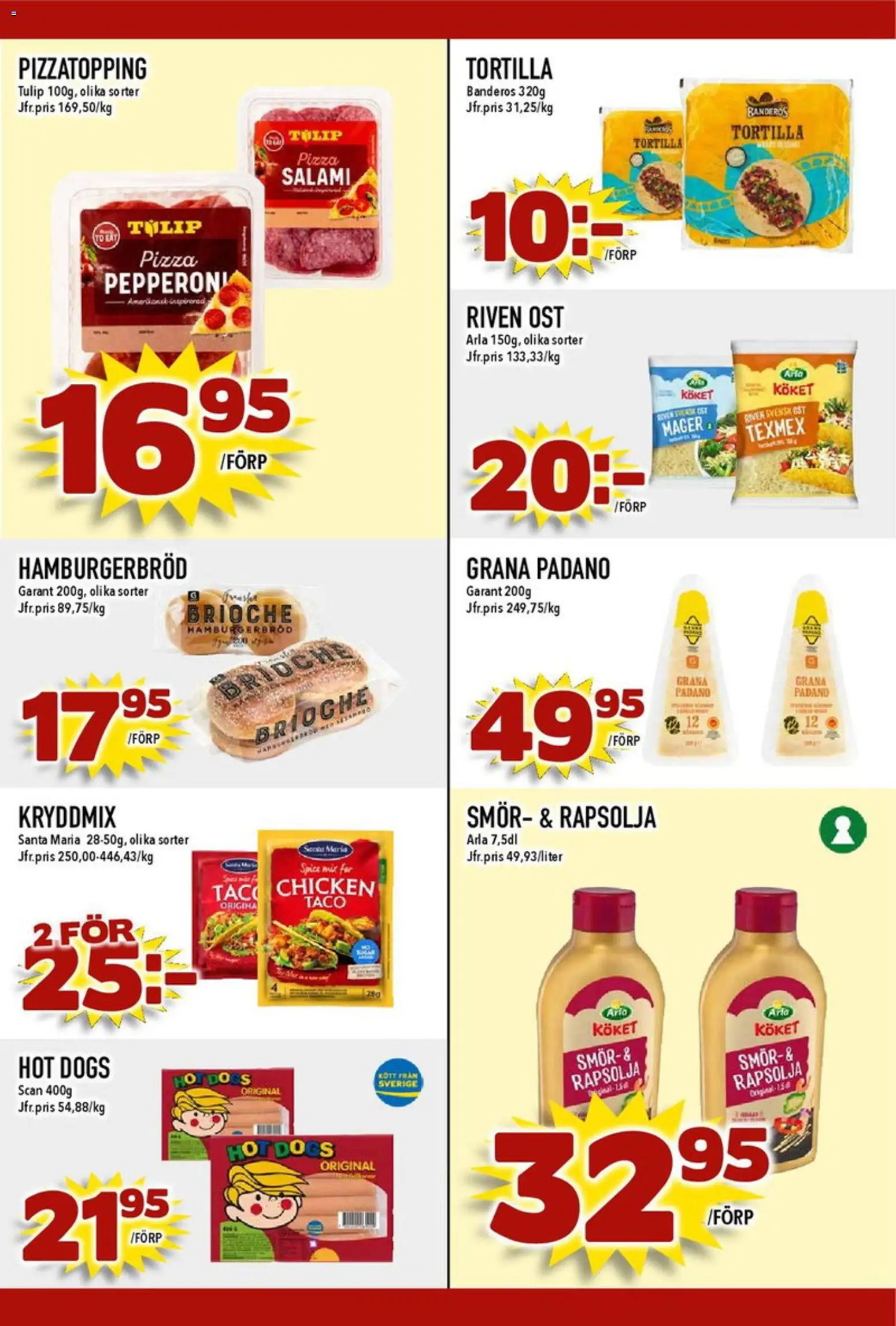 Matdax reklamblad aktuell från 11.05.2026 | Sida: 17 | Produkter: Hamburgerbröd, Riven ost, Smör, Ost