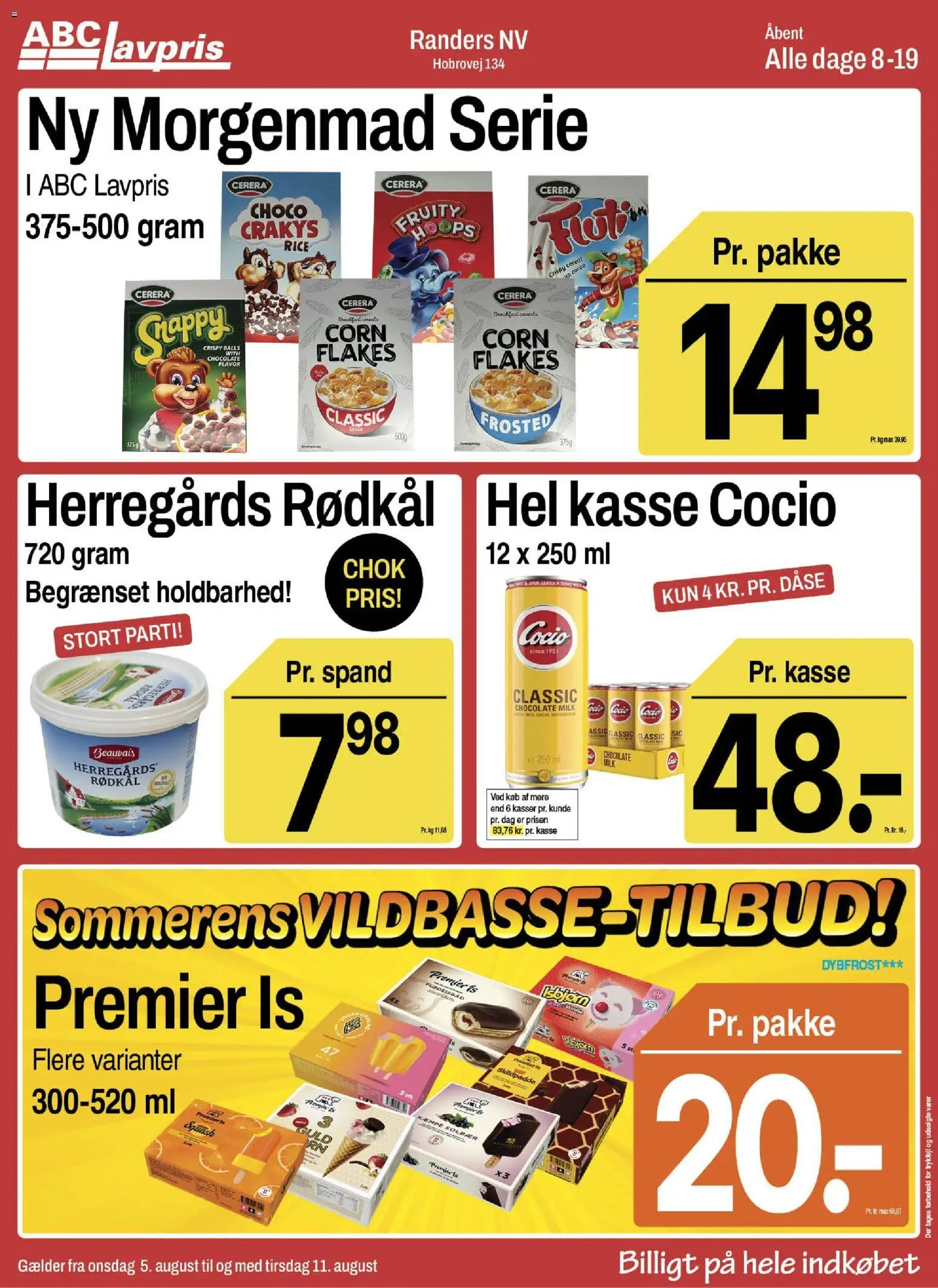 Abc Lavpris tilbudsavis – gyldig fra 05/08/2026 | Side: 1 | Produkter: Rødkål, Is, Solbær