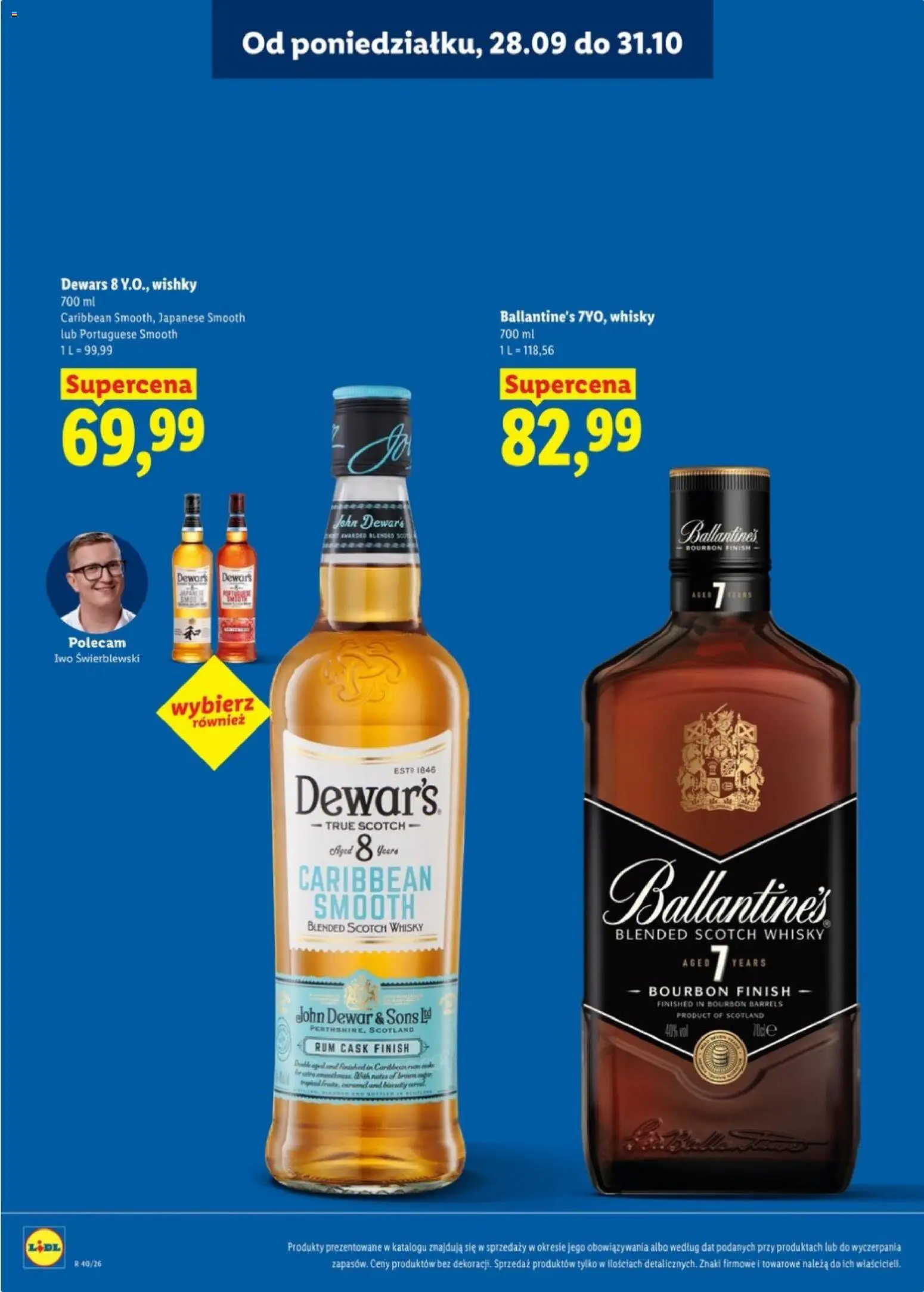 Lidl Katalog alkoholi mocnych od 28.09.2026 | Strona: 12 | Produkty: Bourbon, Scotch whisky, Ballantines, Rum