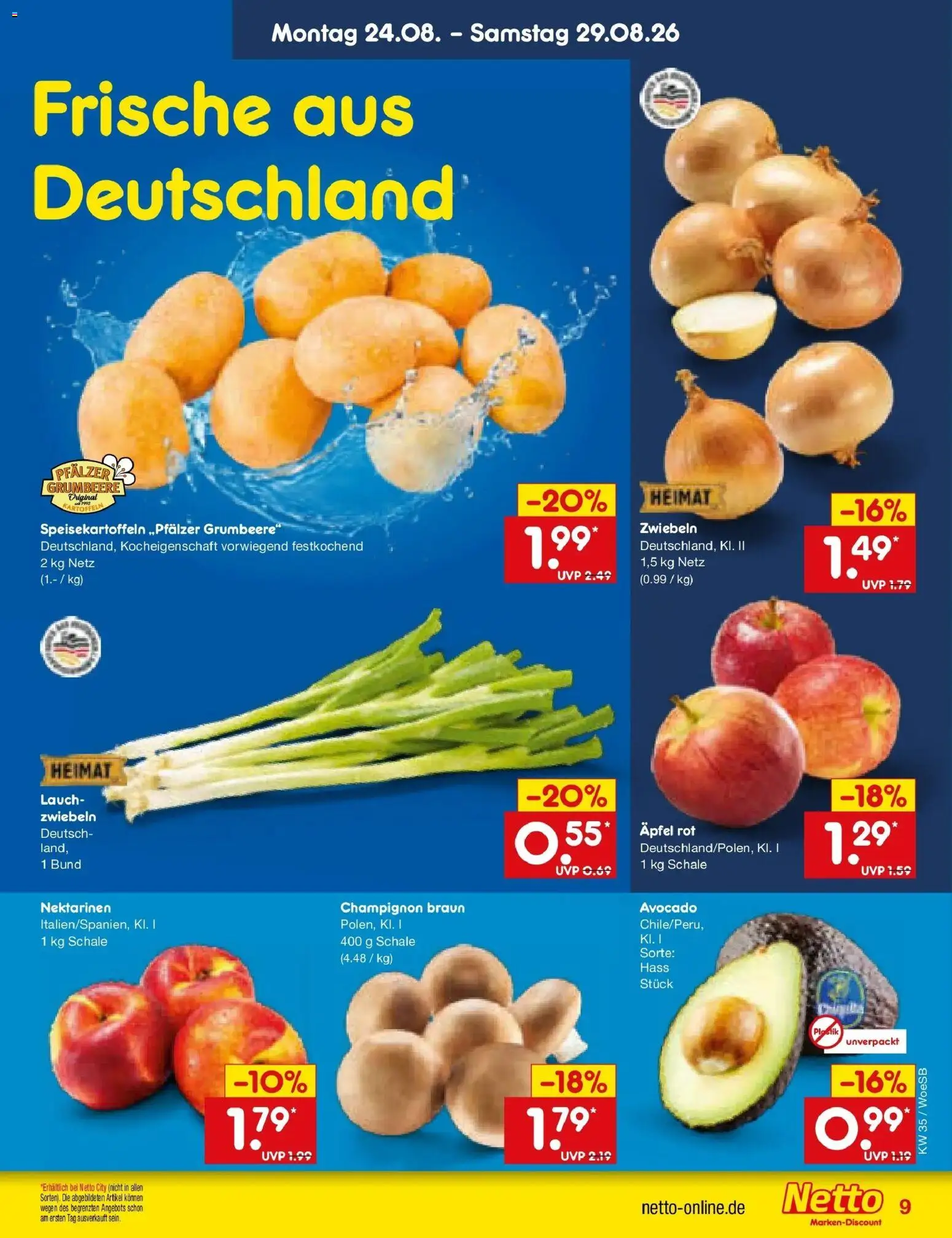 Netto Marken-Discount Prospekt Gemmingen (ab 24.08.2026) » Angebote | Seite: 11 | Produkte: Nektarinen, Äpfel, Kartoffeln, Lauch